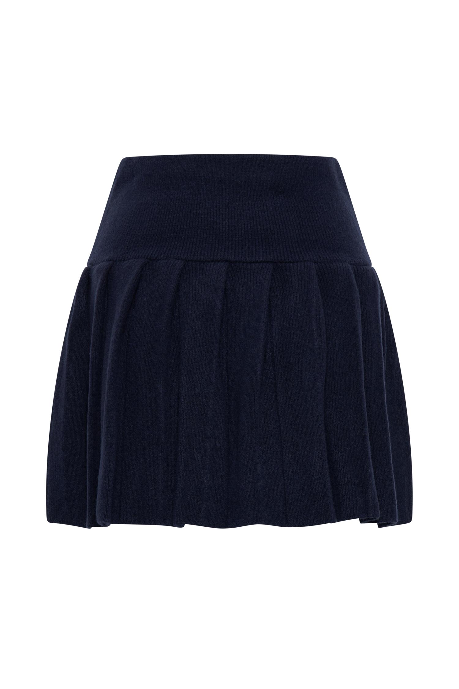 Dionne Pleated Knit Mini Skirt - Dark Navy Product Image