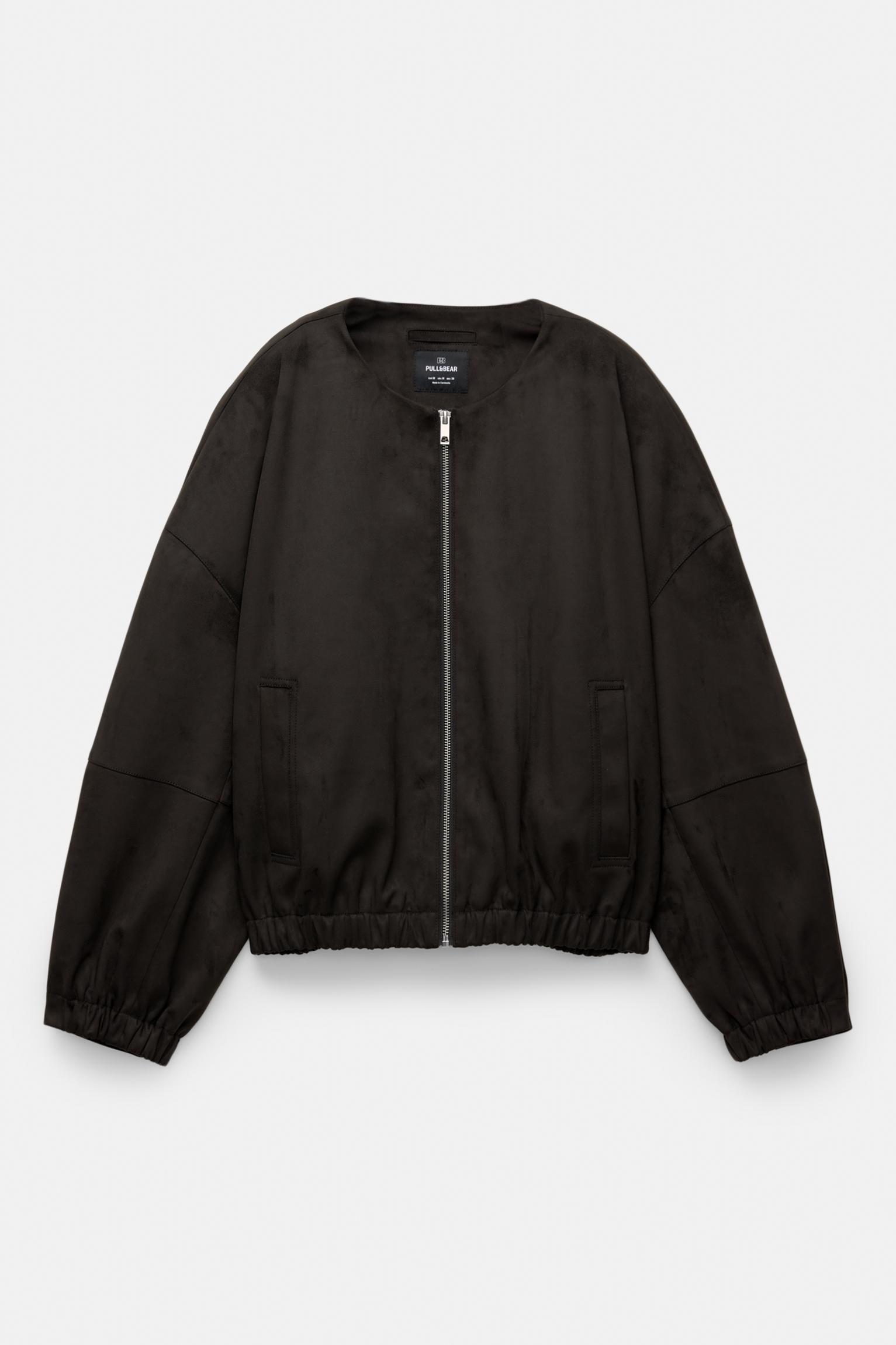 Faux suede balloon bomber jacket Product Image