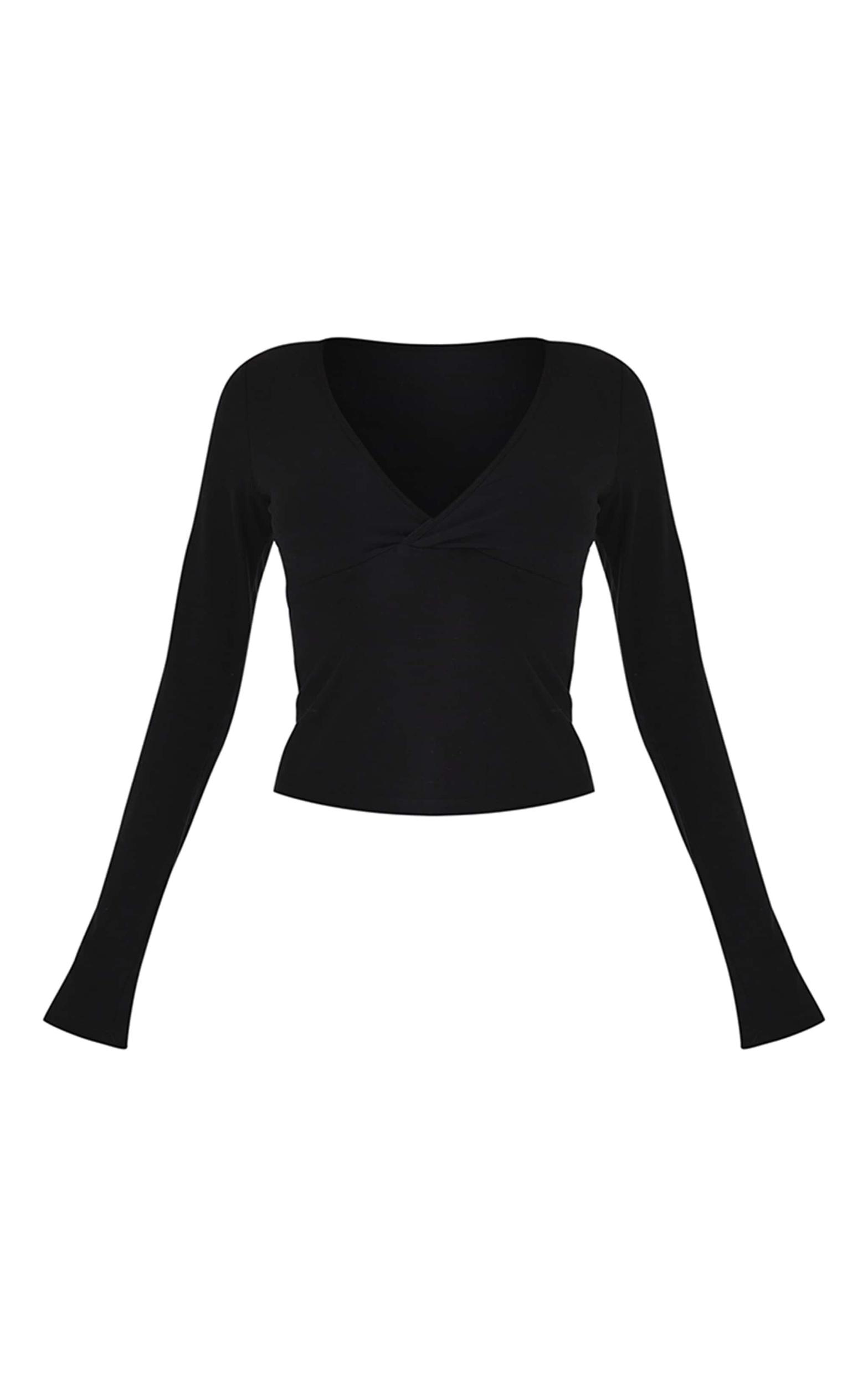 Black Sculpt Crossover Long Sleeve Top Product Image