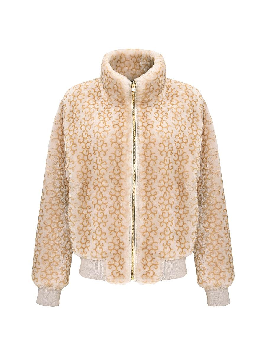 Womens Reversible Select Shearling Lamb Insignia Bomber Jacket Product Image