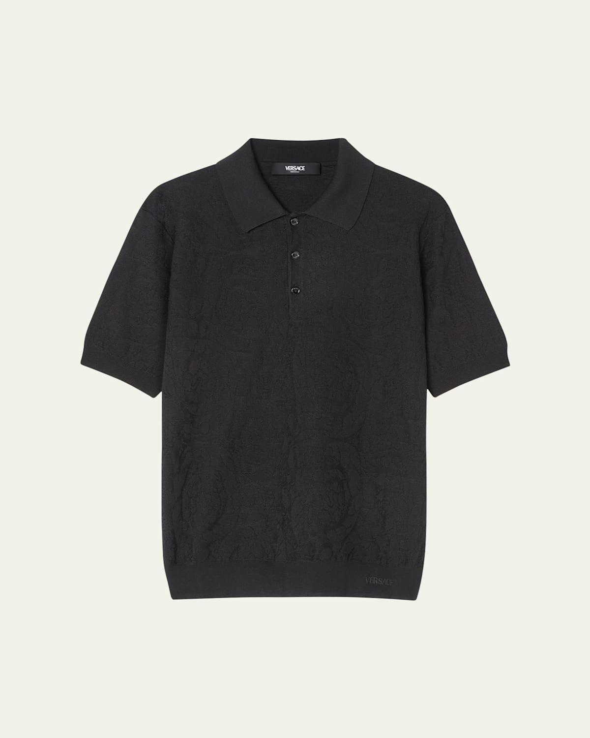 Mens Tonal Barocco Knit Polo Shirt Product Image