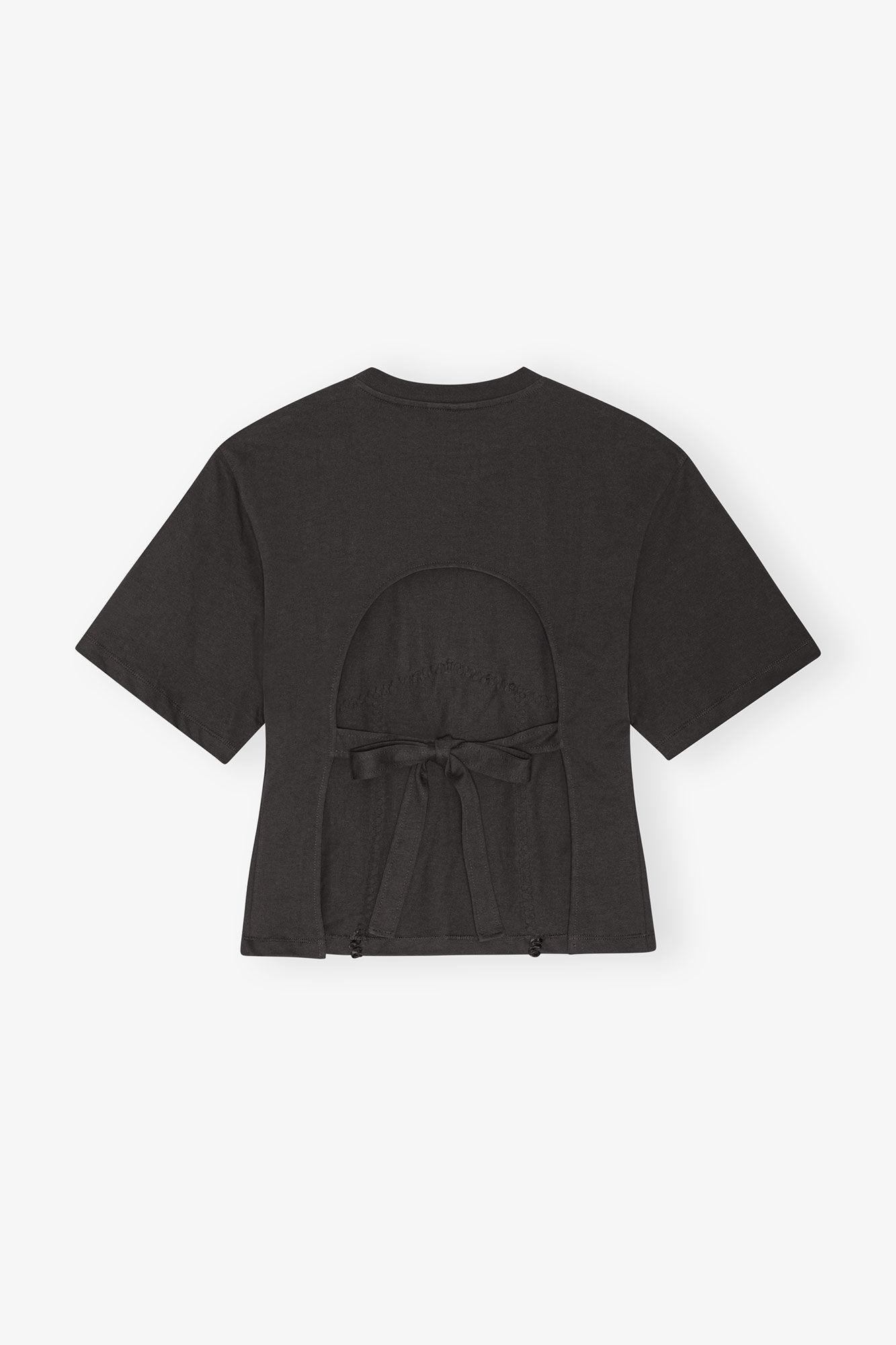 Black Cotton Tie Back T-shirt Product Image