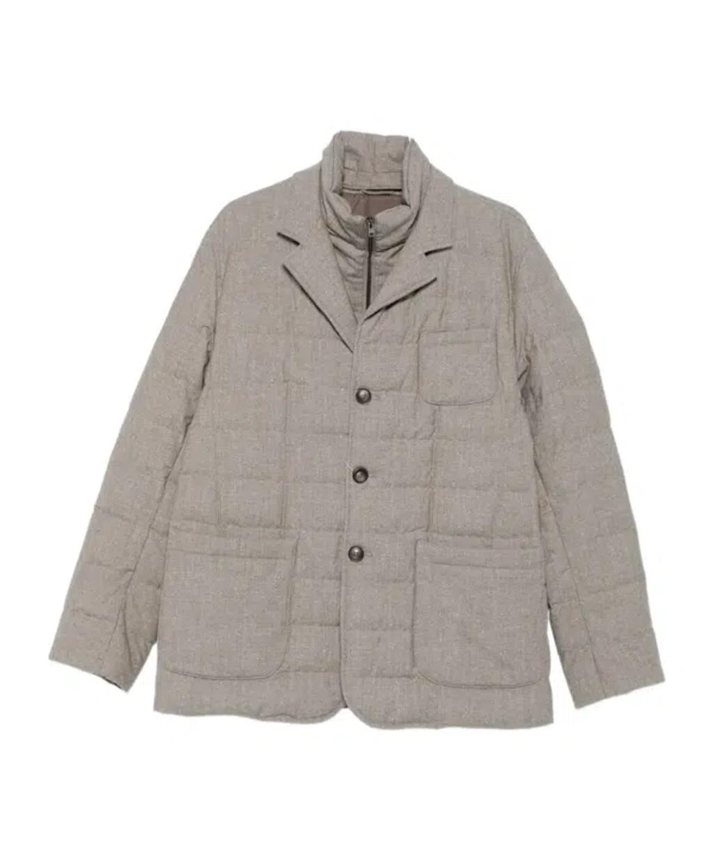 HERNO Convertible Quilted Wool-blend Down Blazer In Gray Product Image