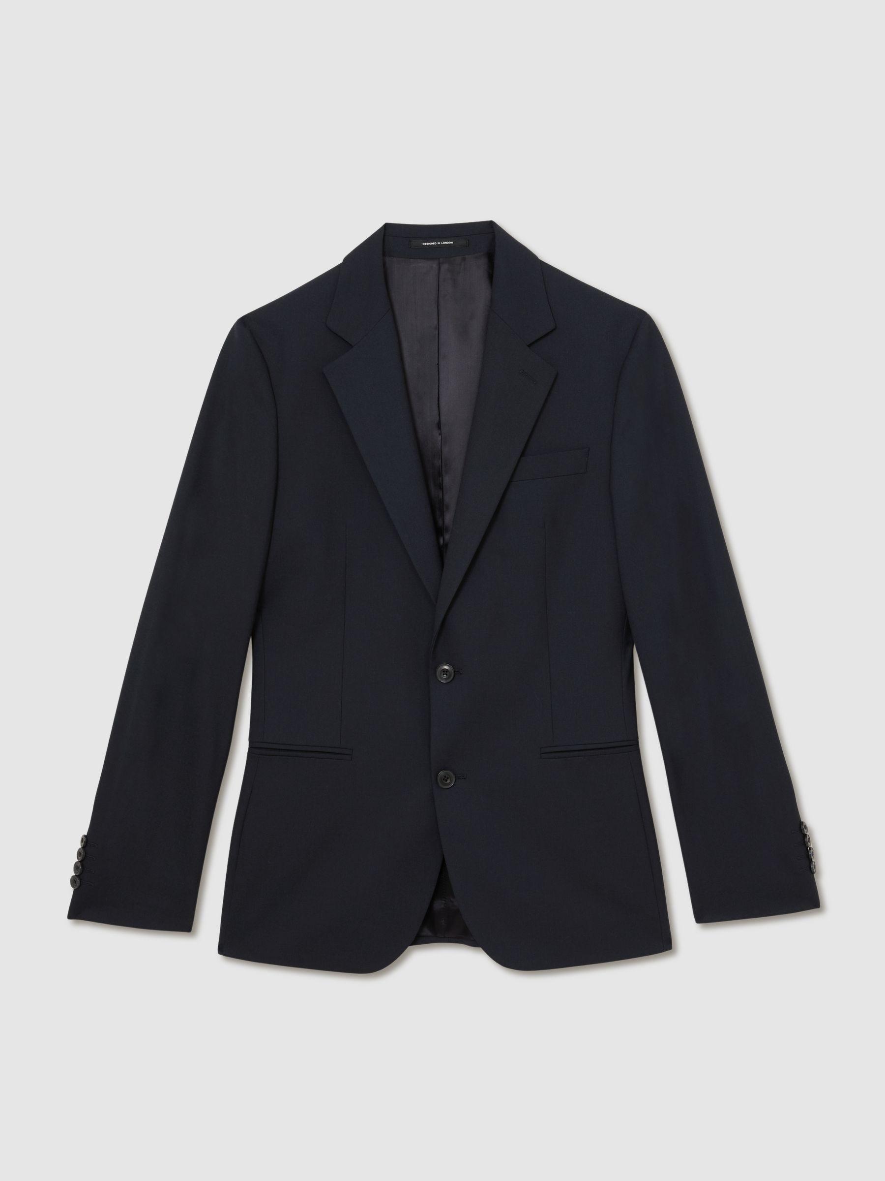 Single-Breasted Tailored-Fit Suit Blazer in Navy Product Image