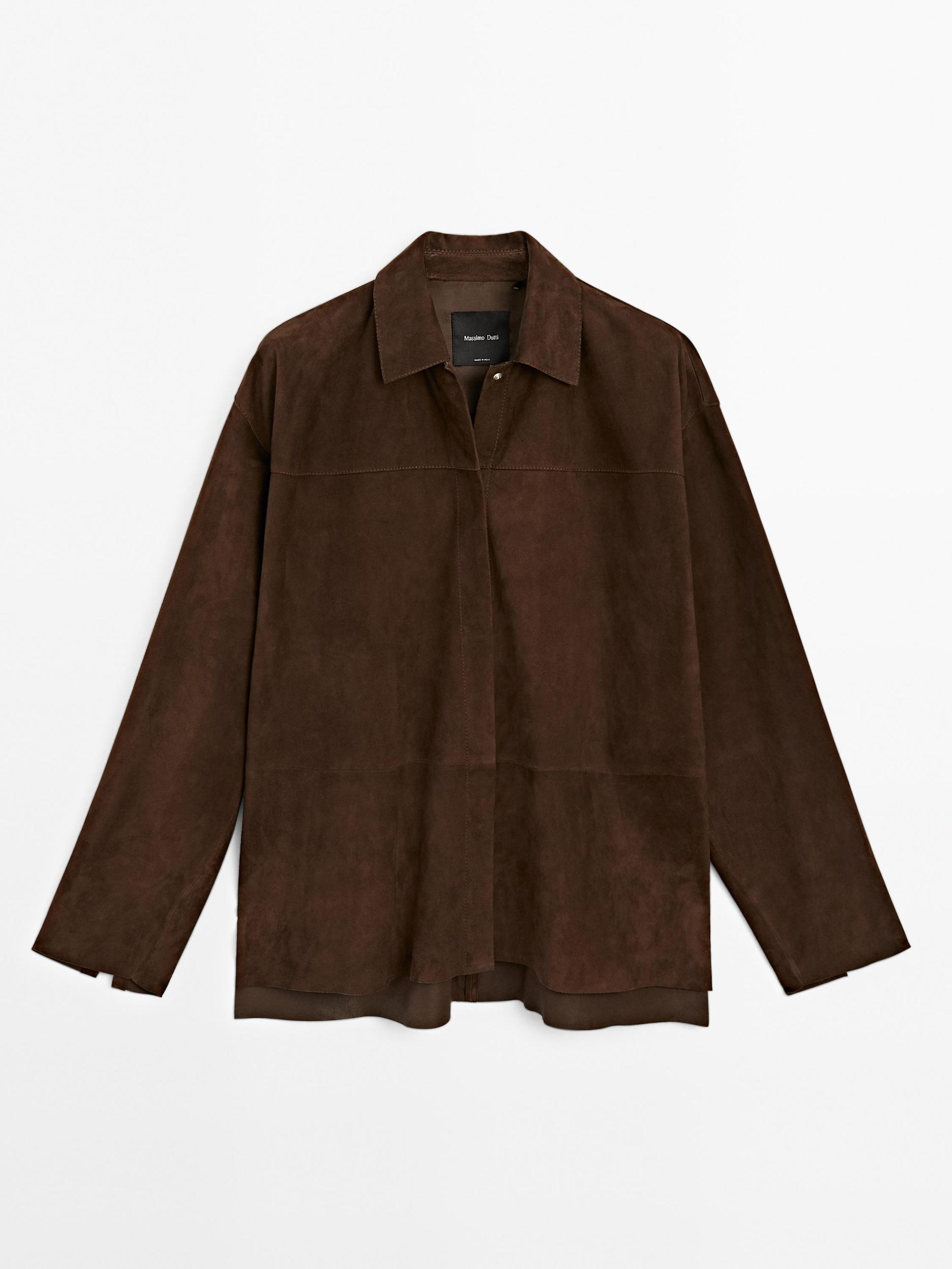 Suede leather overshirt Product Image