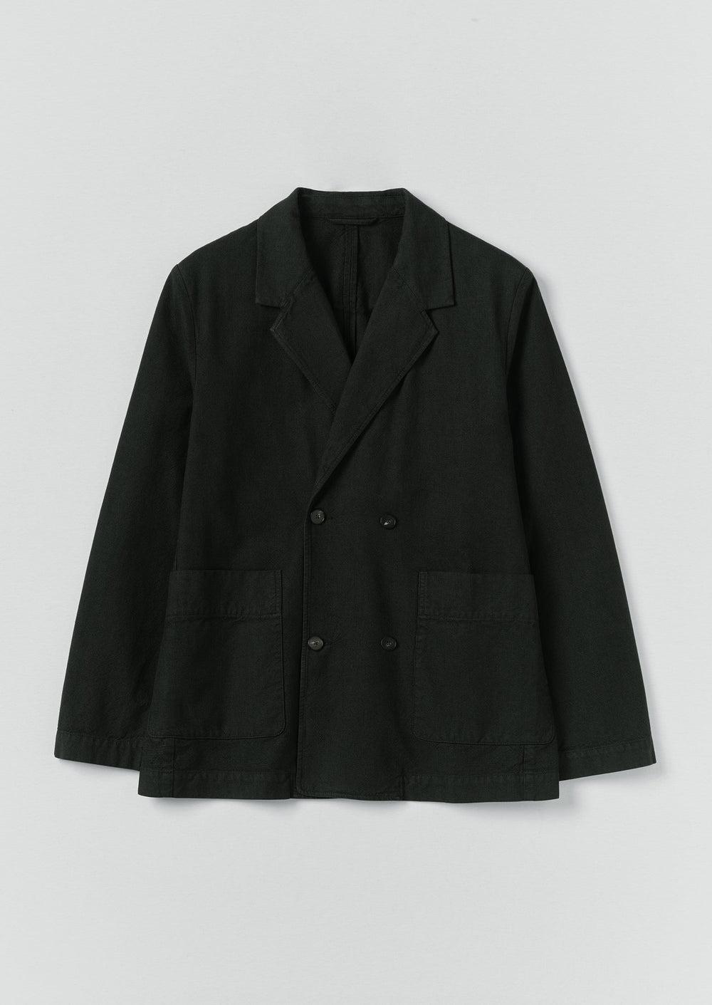 Overdyed Micro Houndstooth Cotton Blazer | Oil Green Product Image
