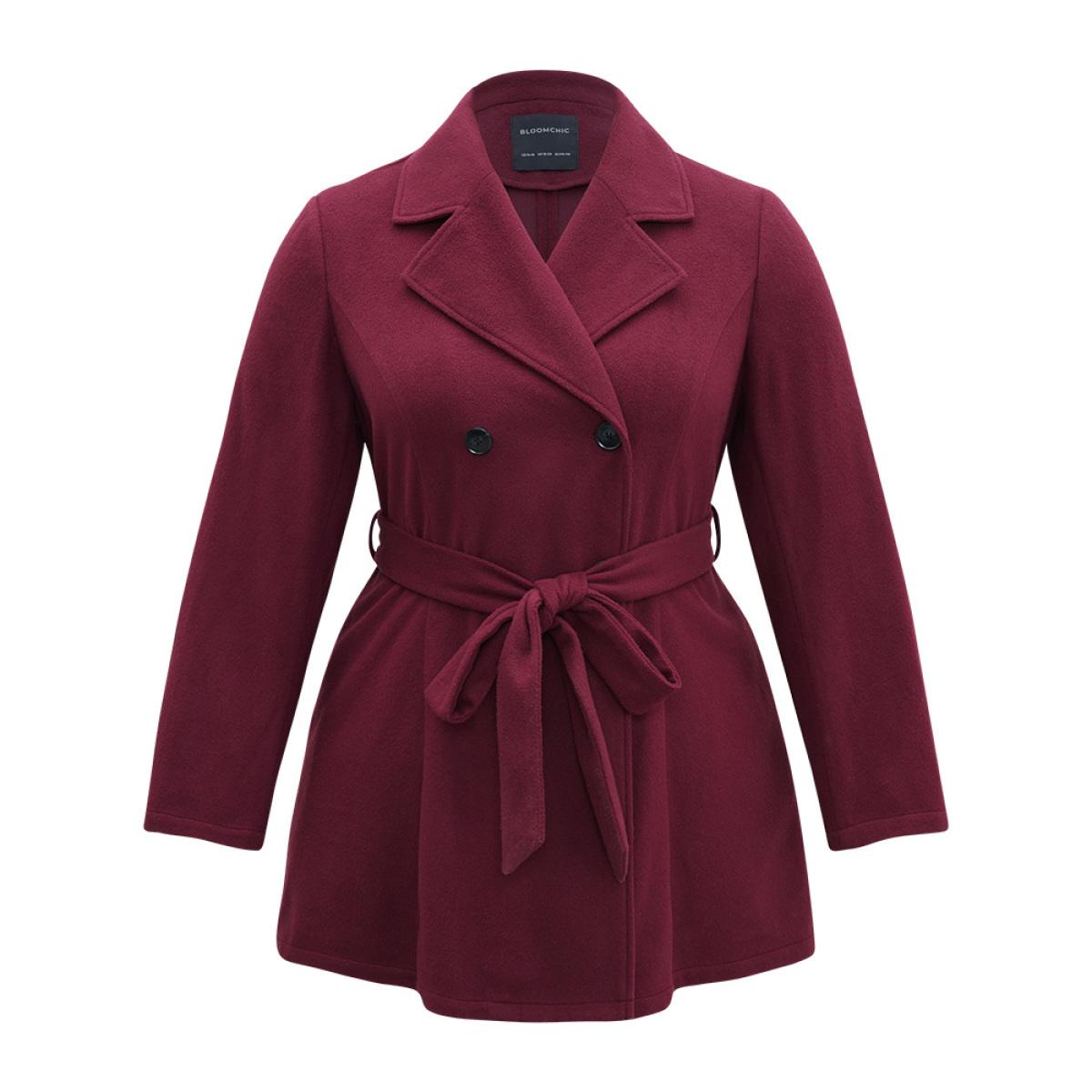 Plus Size Suit Collar Button Up Plicated Detail Blazer Black Women Dailywear Plain Plain Sleeve Long Sleeve Suit Collar 10/M Casual Blazers BloomChic Product Image