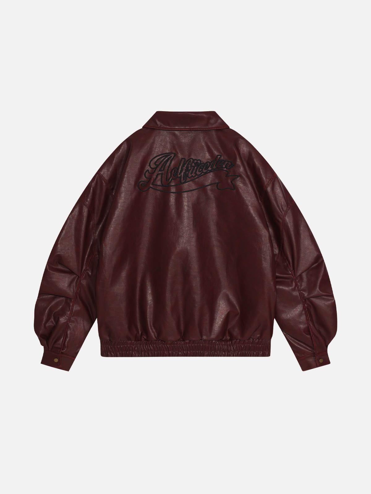 Aelfric Eden Detachable Collar Faux Leather Coat Product Image