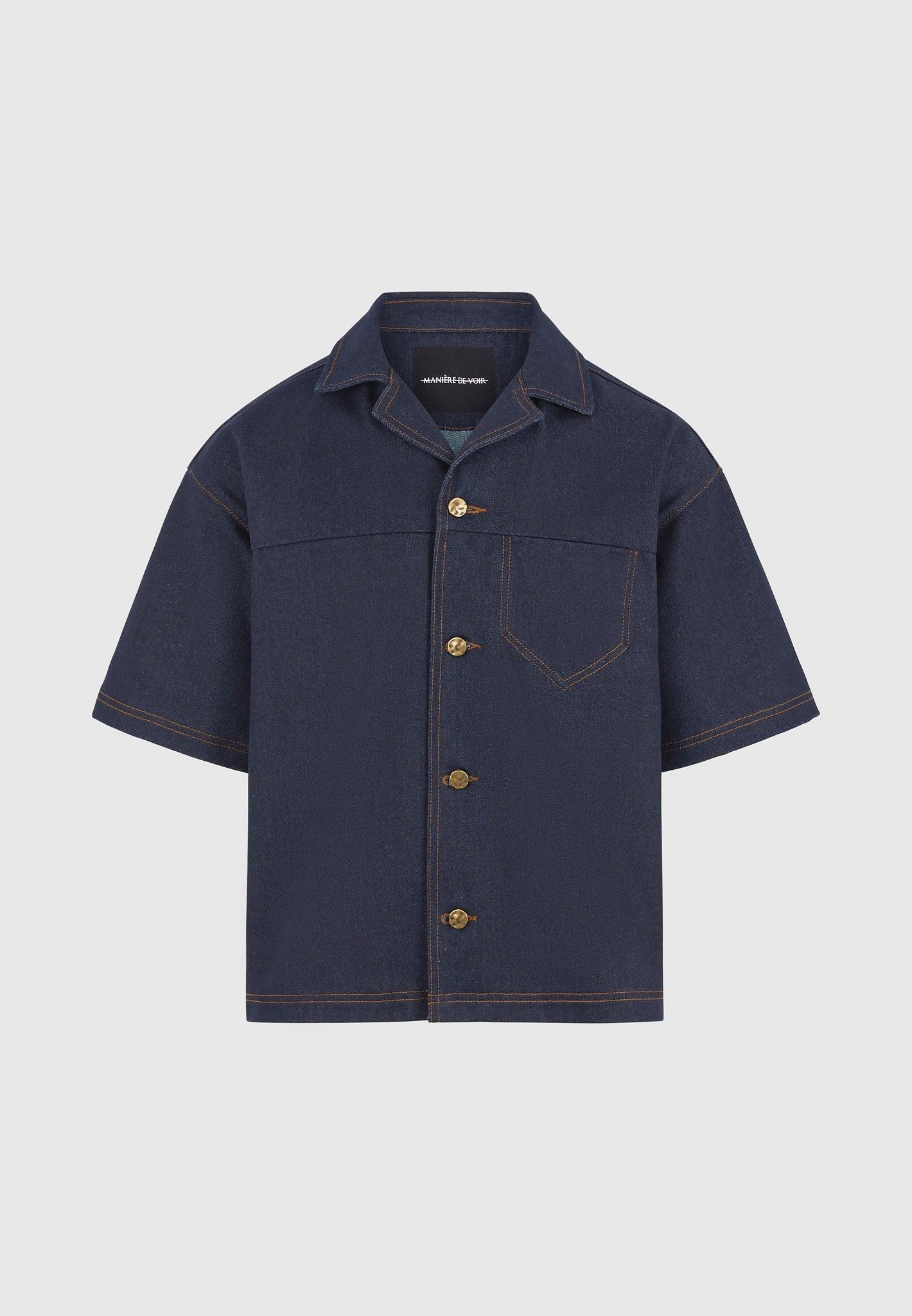 Carl - Boxy Denim Revere Shirt - Indigo Male Product Image