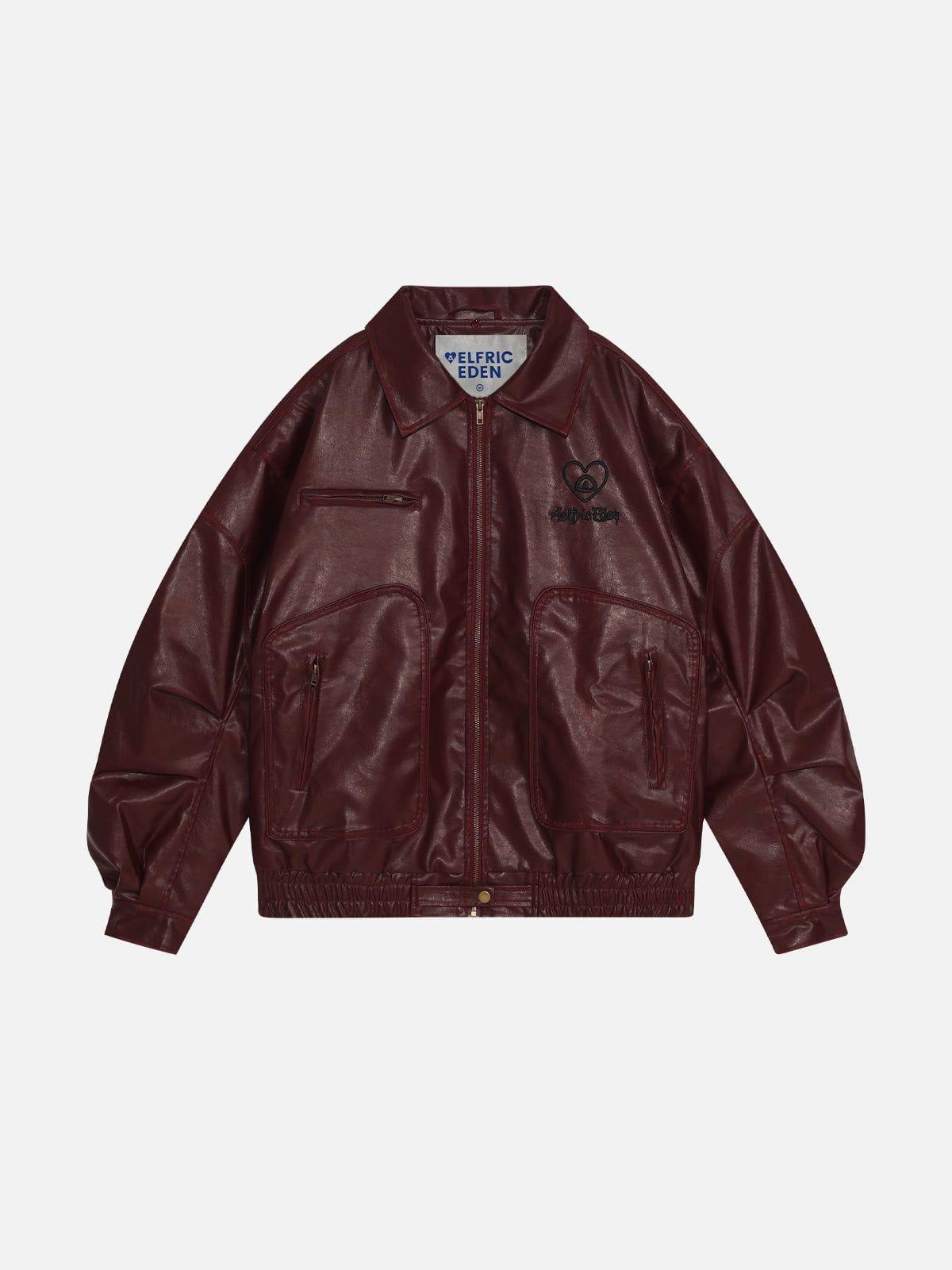 Aelfric Eden Detachable Collar Faux Leather Coat Product Image