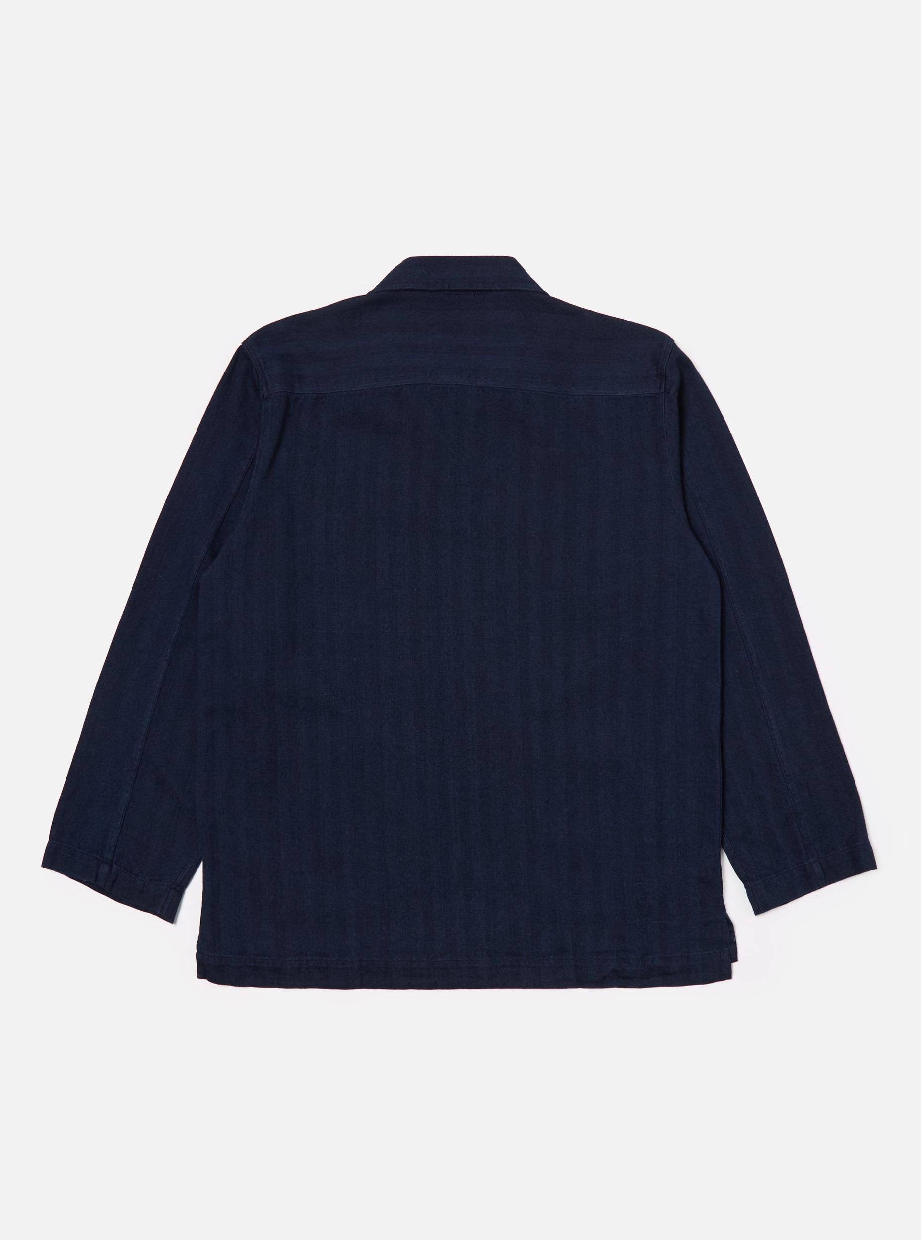 Universal Works Smock Overshirt in Indigo Herringbone Denim Product Image