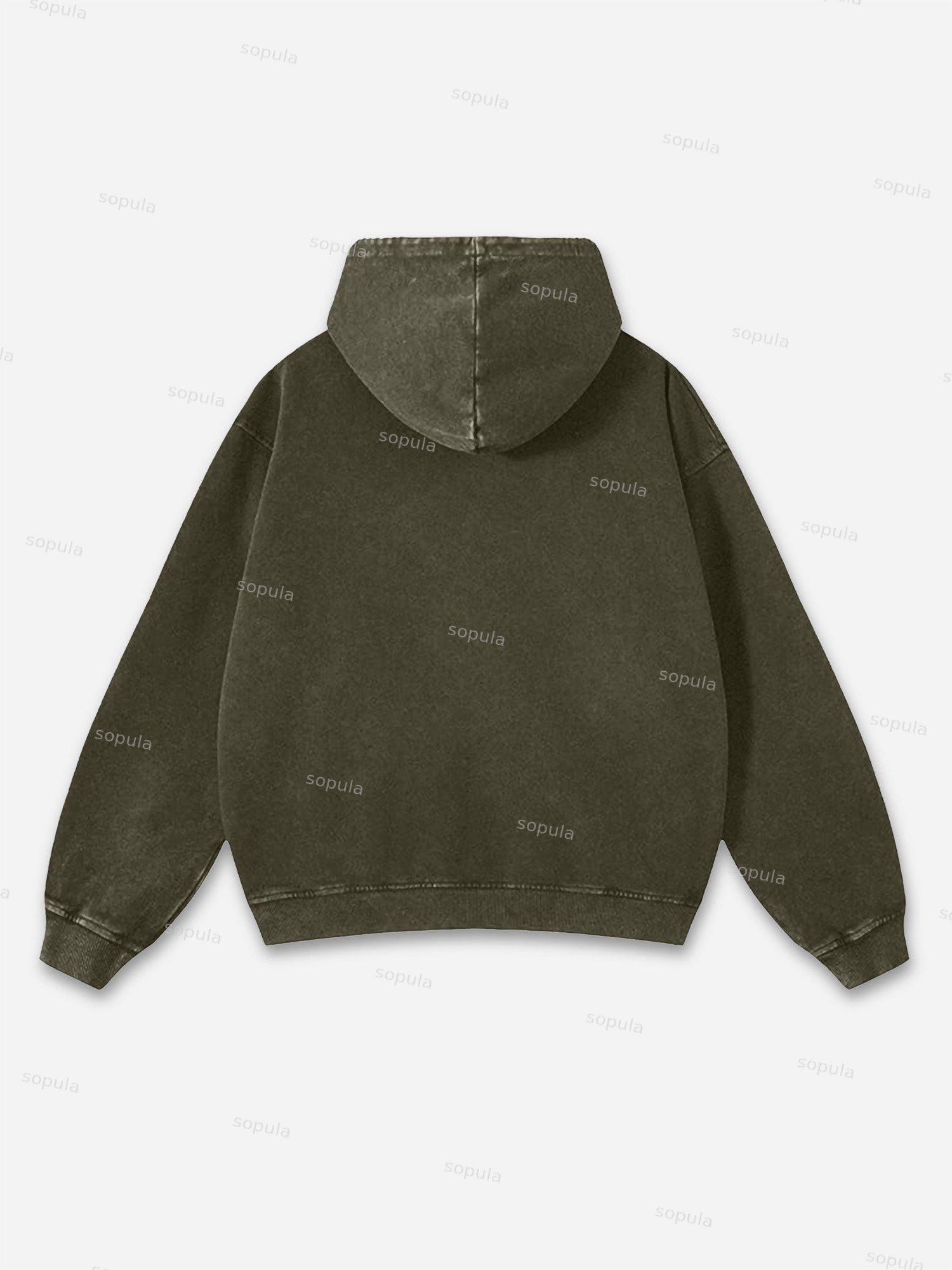 Sopula Relaxed Vintage Graphic Casual Street Washed Hoodie Product Image