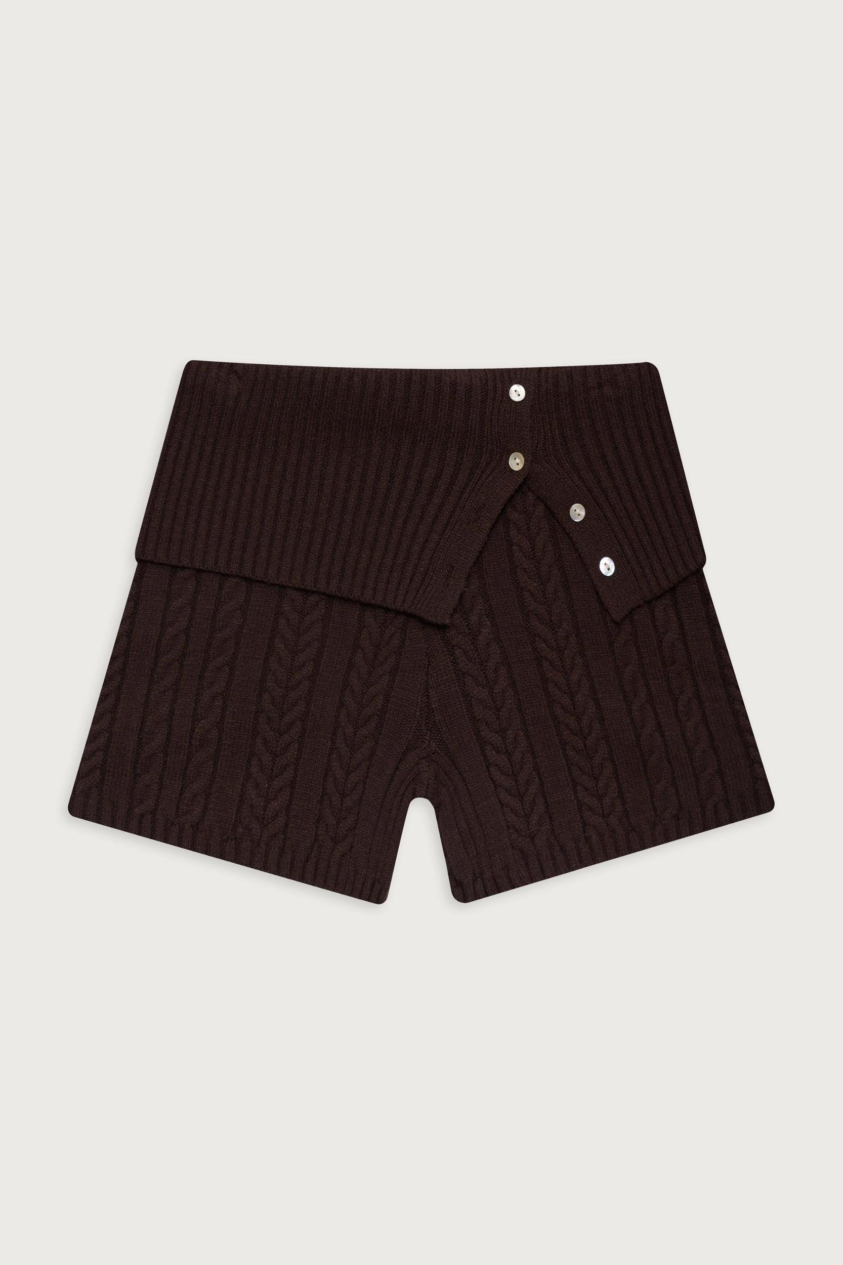 Nolan Cable Cloud Knit Mini Short - Mocha Product Image