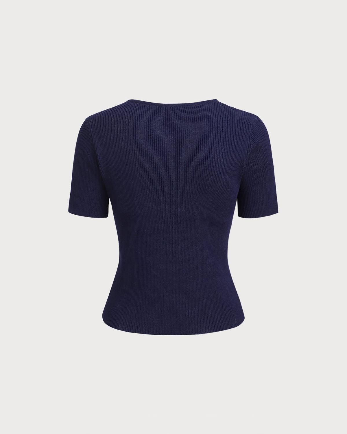 Blue Slim Knit Tee Product Image