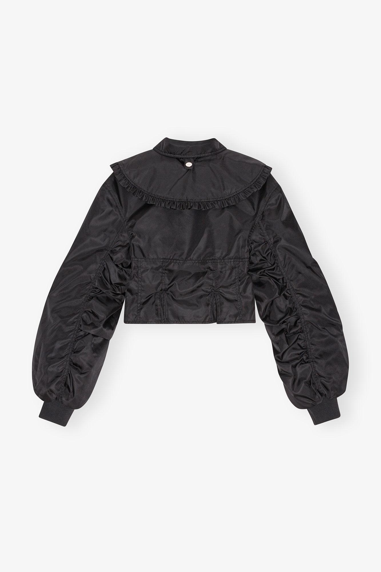 Black Duchesse Nylon Fitted Jacket Product Image