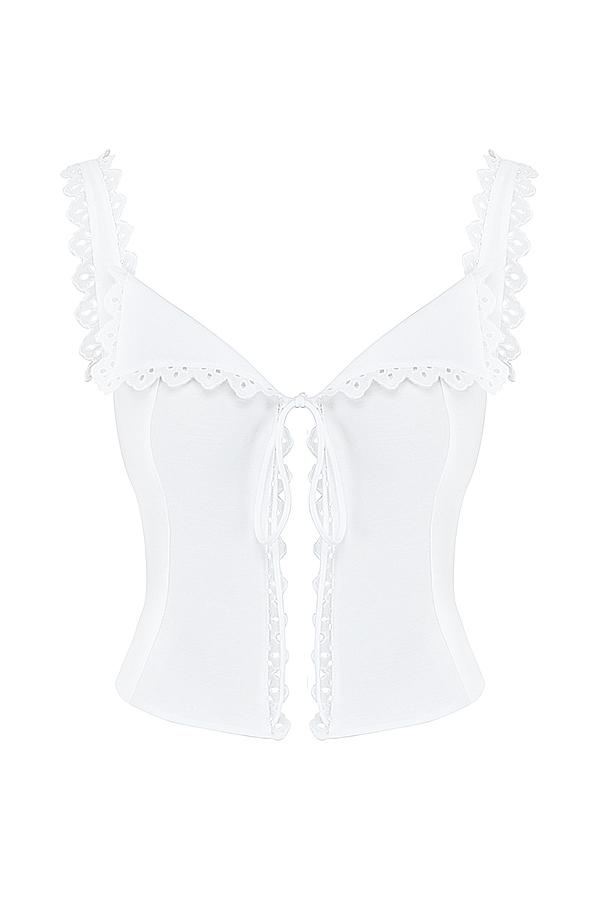 Mallie  white linen a-line mini skirt Product Image