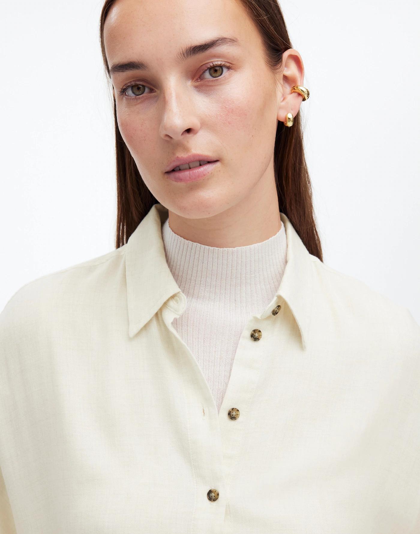 Heathered Flannel Dolman Button-Up Shirt Product Image