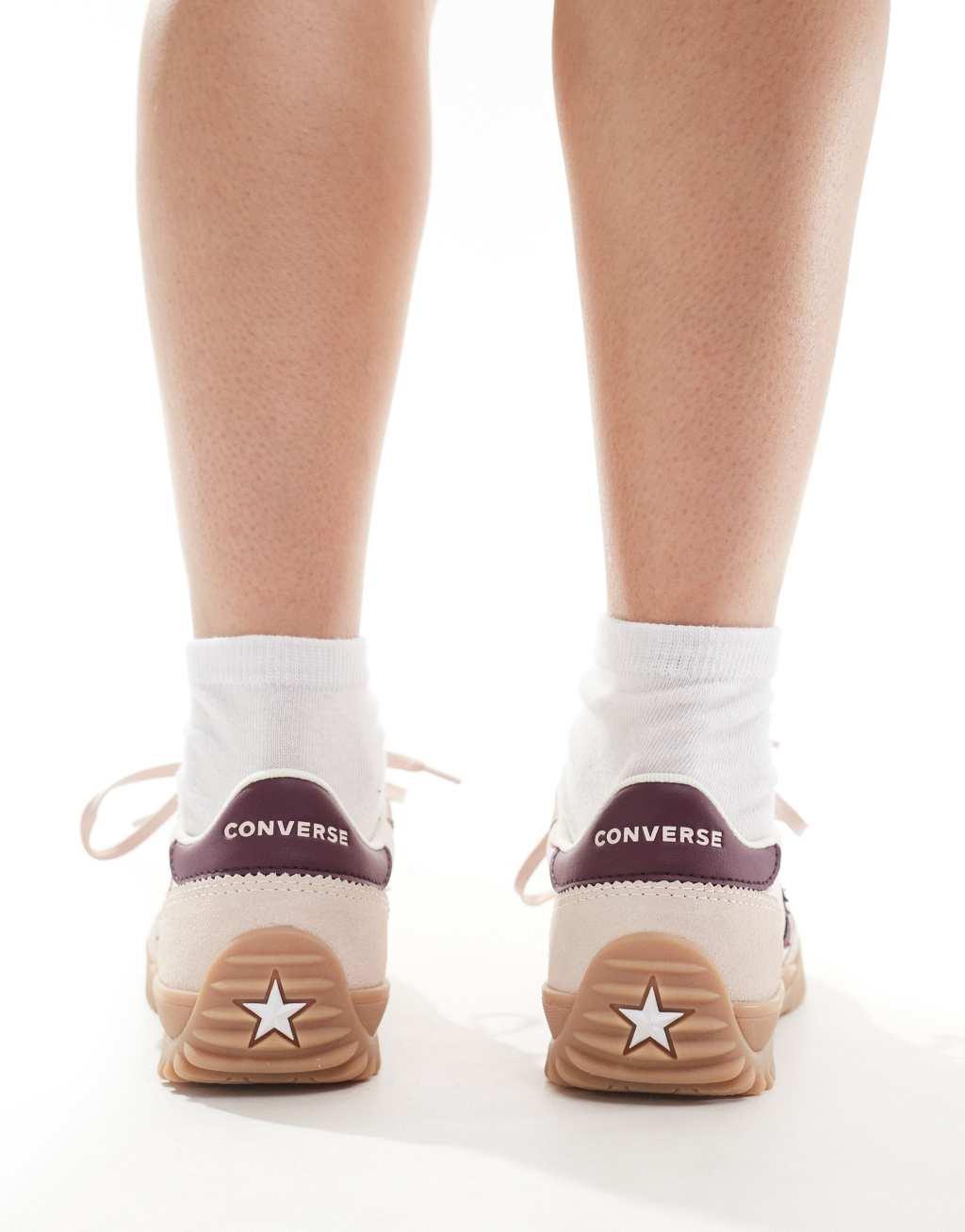 Converse Run Star sneakers in pink with burgundy detail Product Image