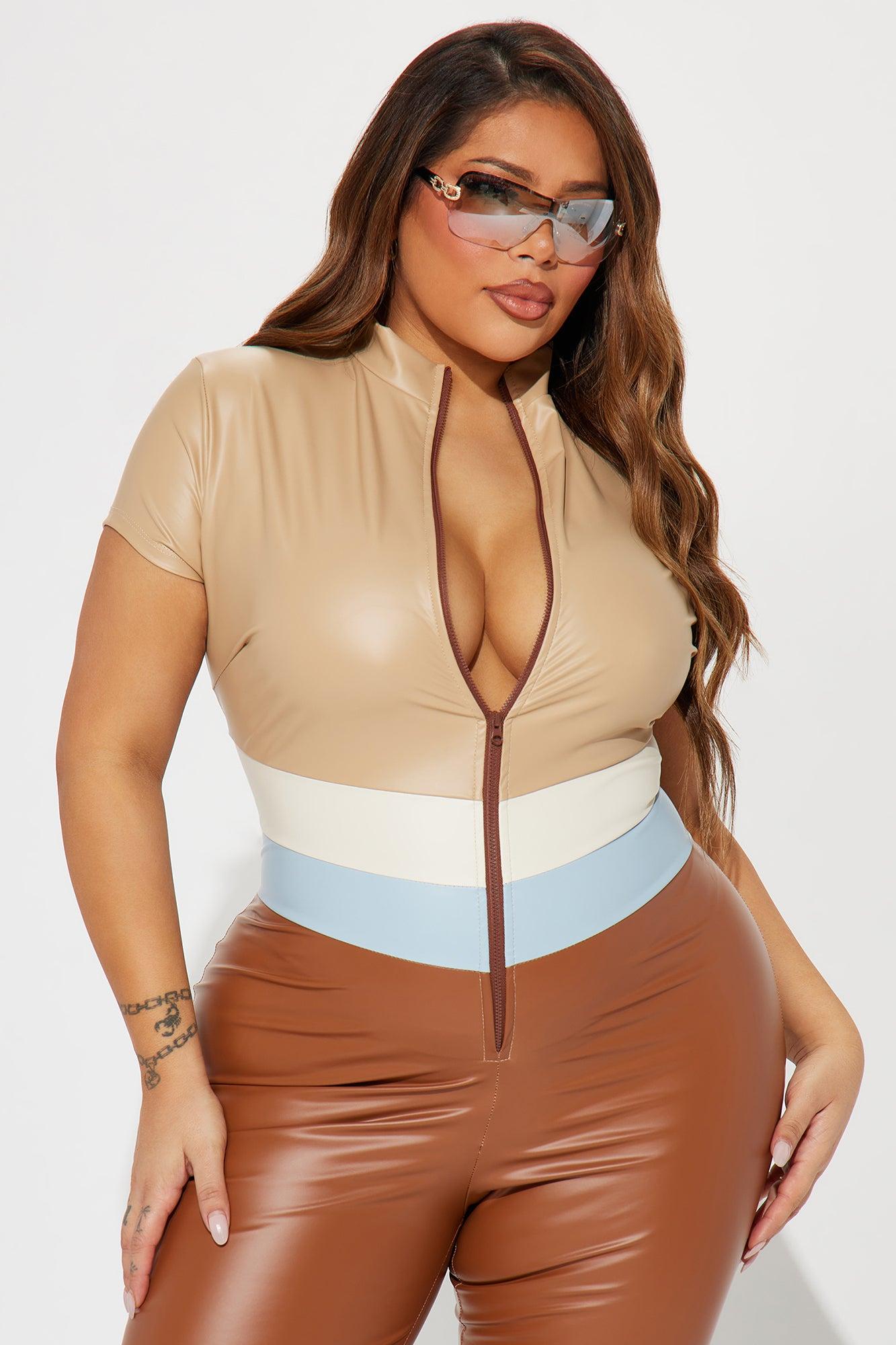 All About My 70's Faux Leather Jumpsuit - Brown/combo Product Image