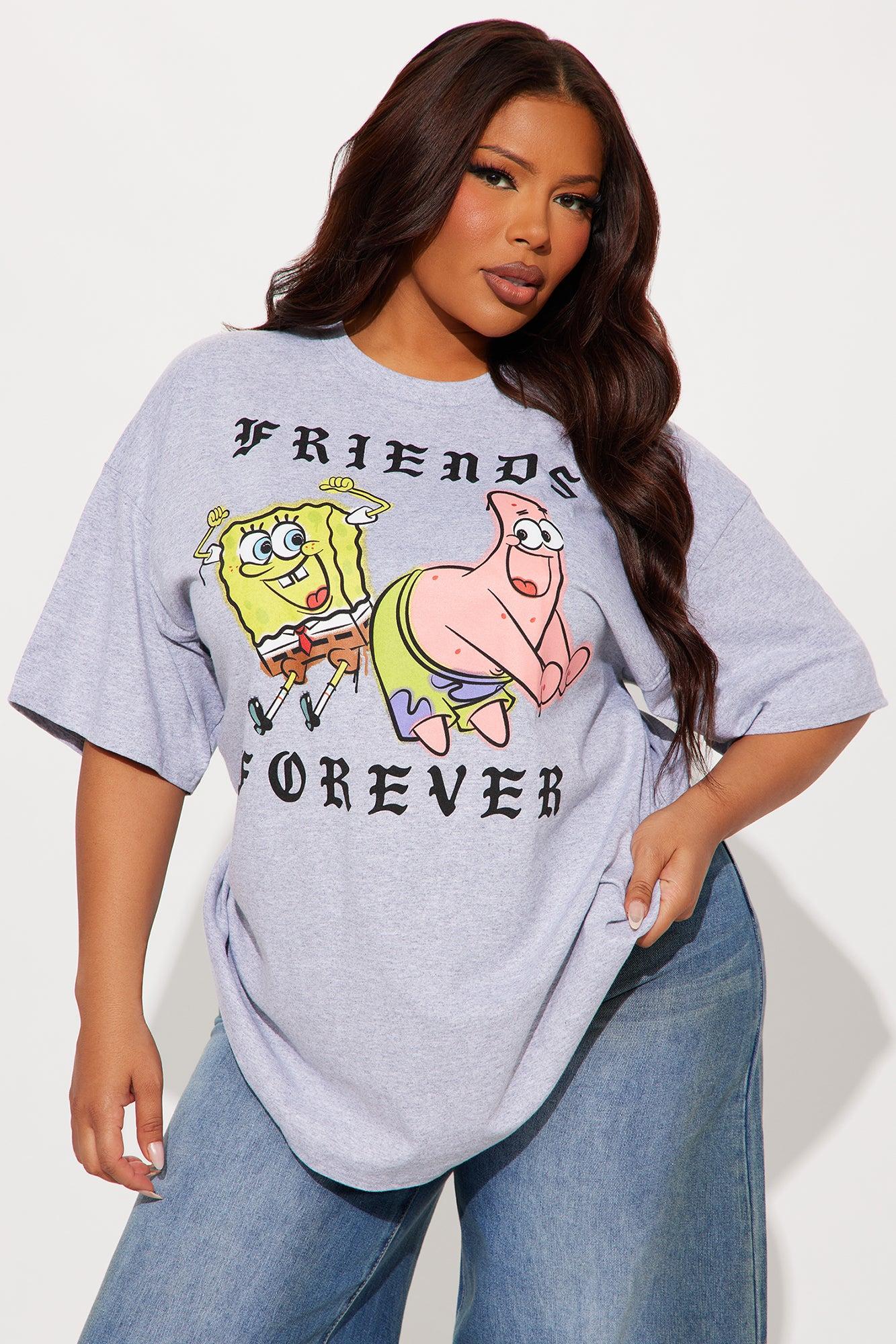 Spongebob & Patrick Forever Oversized Tee - Heather Grey Product Image
