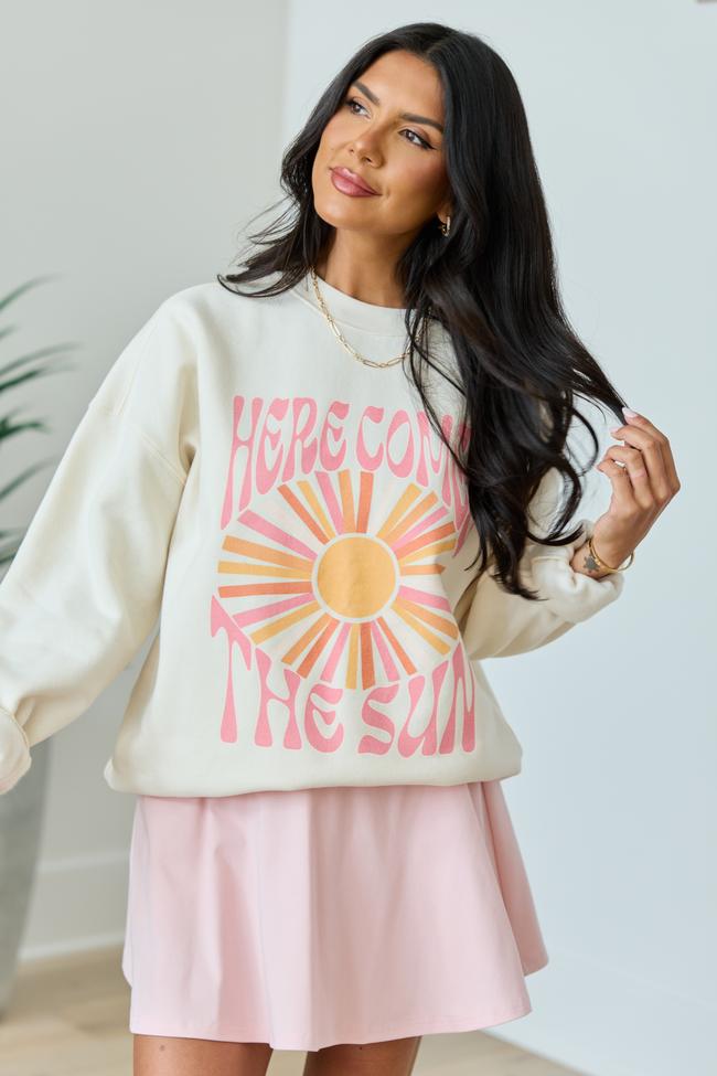 Here Comes The Sun Burst Cream Graphic Sweatshirt Product Image