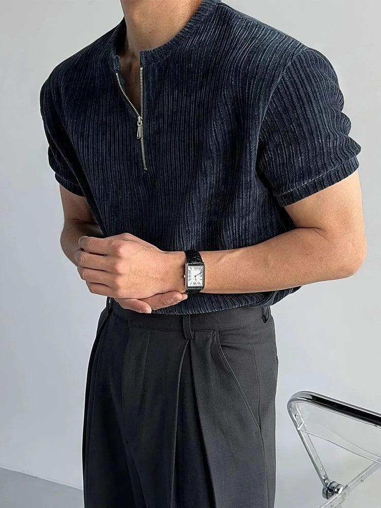 RT No. 18274 KNIT HALF ZIP SHORT SLEEVE Product Image