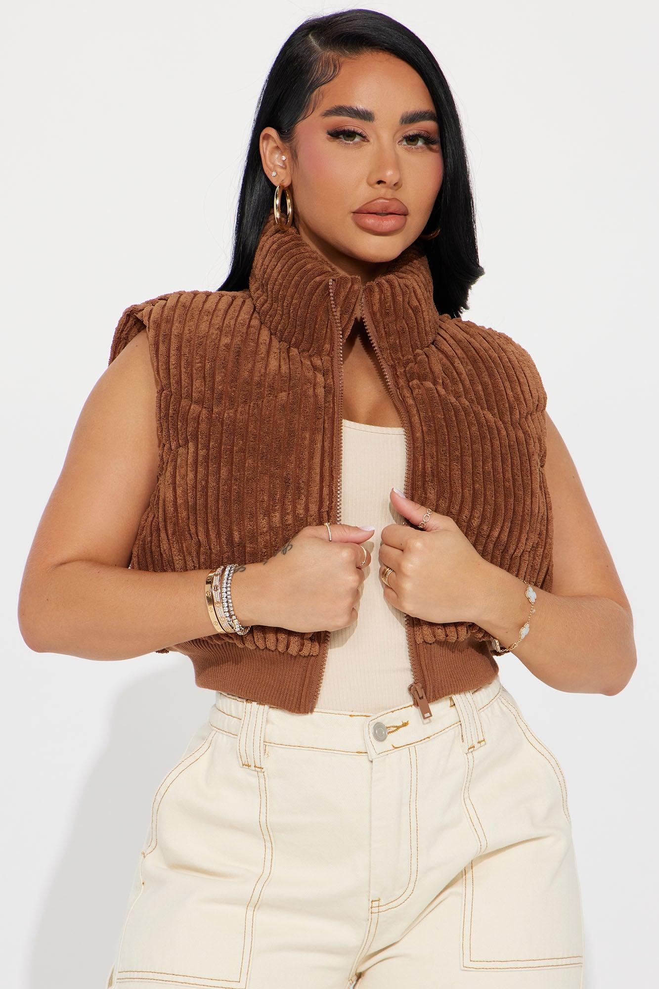Jhene Corduroy Puffer Vest - Cognac Female Product Image