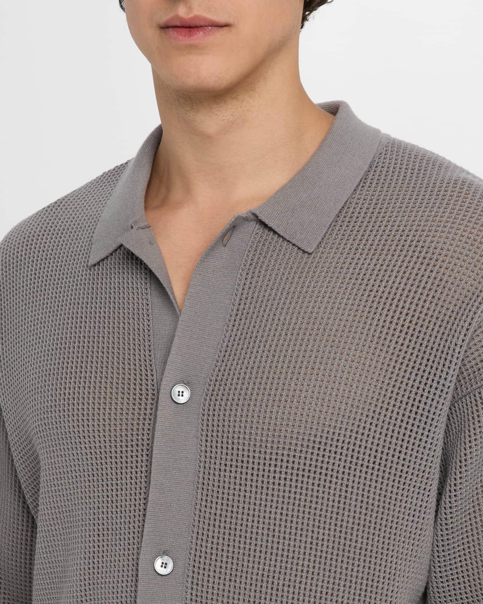Men's Mesh-Knit Buttoned Cardigan Product Image