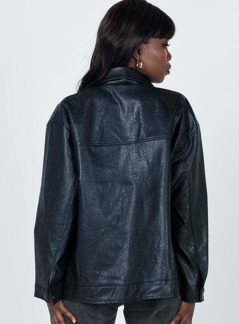 Callie Faux Leather Jacket Black Product Image