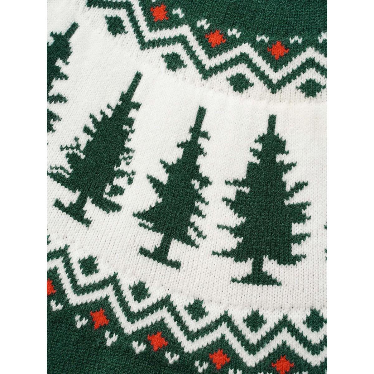 Plus Size Supersoft Essentials Festive Knit Pullover DarkGreen Women Casual Loose Long Sleeve Round Neck Everyday Pullovers BloomChic 18-20/2X Product Image