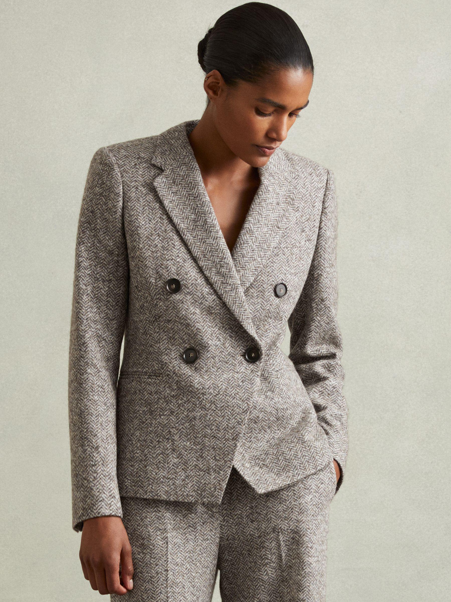 Wool and Cotton-Blend Tweed Suit Jacket in Grey Product Image