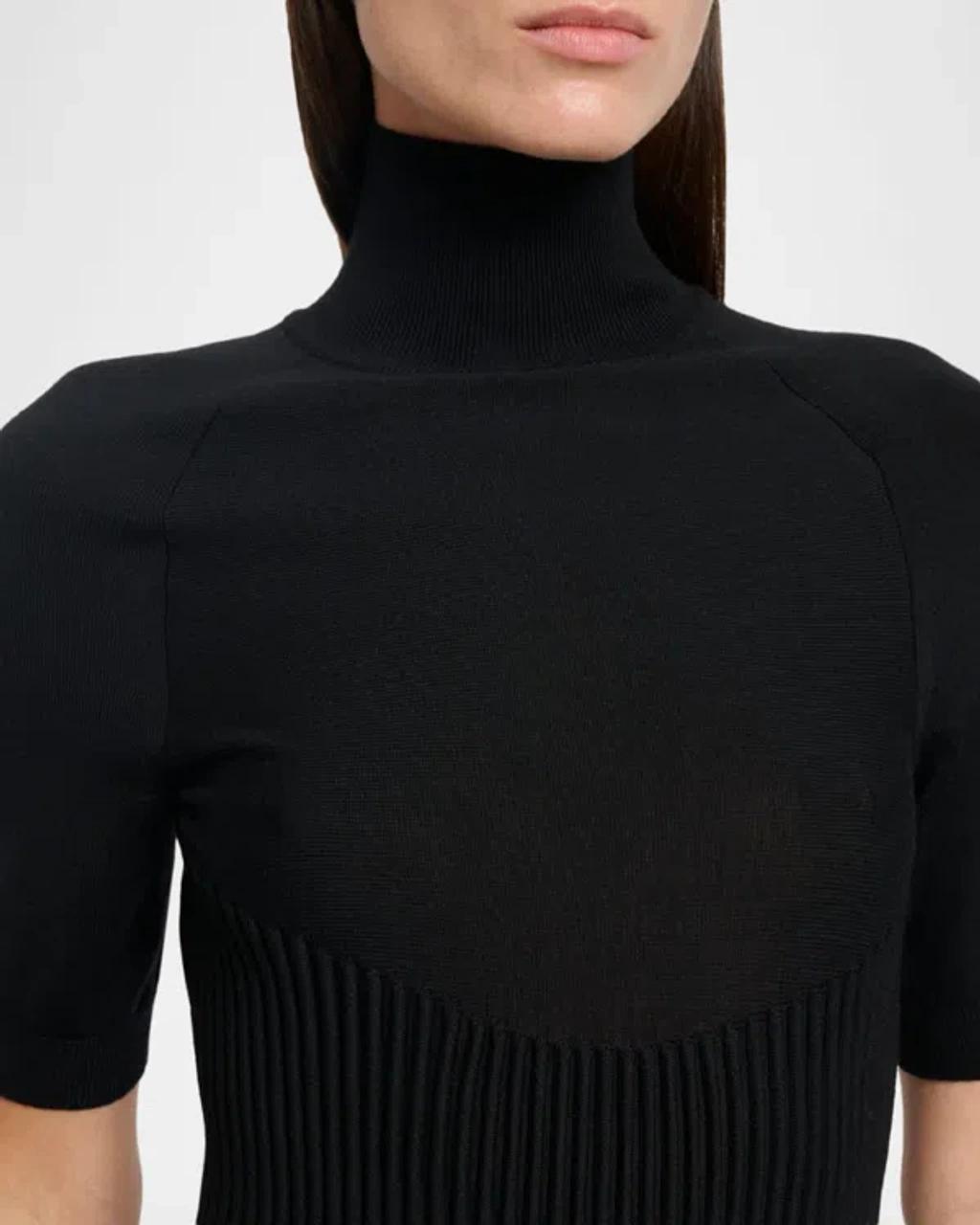 ALAÏA Womens Noir Alaia Crinoline Ribbed Wool-blend Mini Dress In Black Product Image