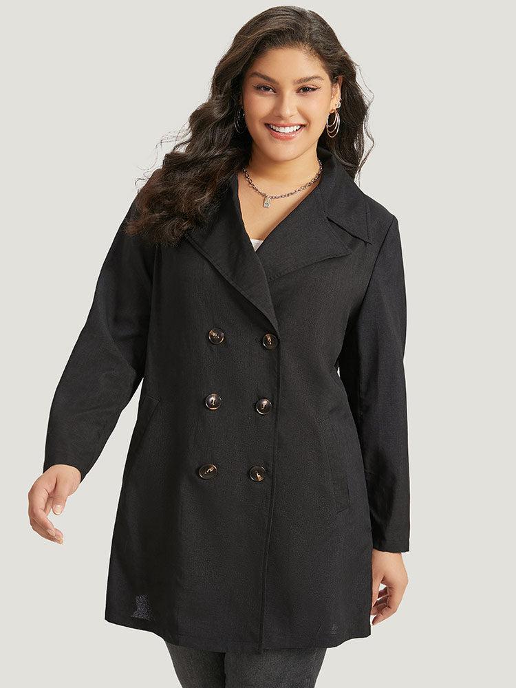 Halloween Solid Lapel Collar Double Breasted Pocket Coat Female Product Image