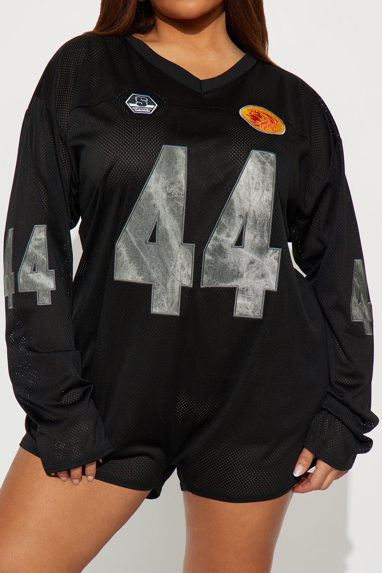 Game Time Jersey Long Sleeve Romper - Black Female Product Image