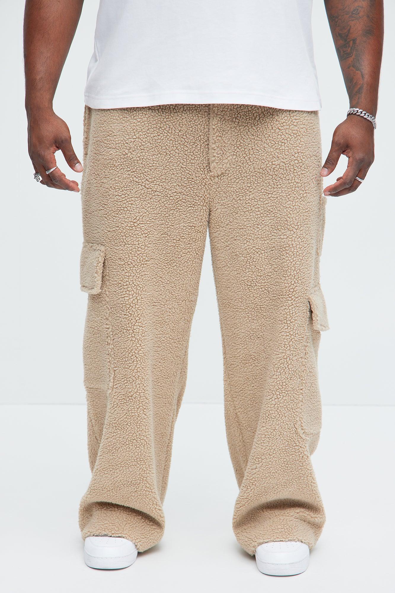 Axel Polar Fleece Baggy Cargo Pants - Tan Product Image