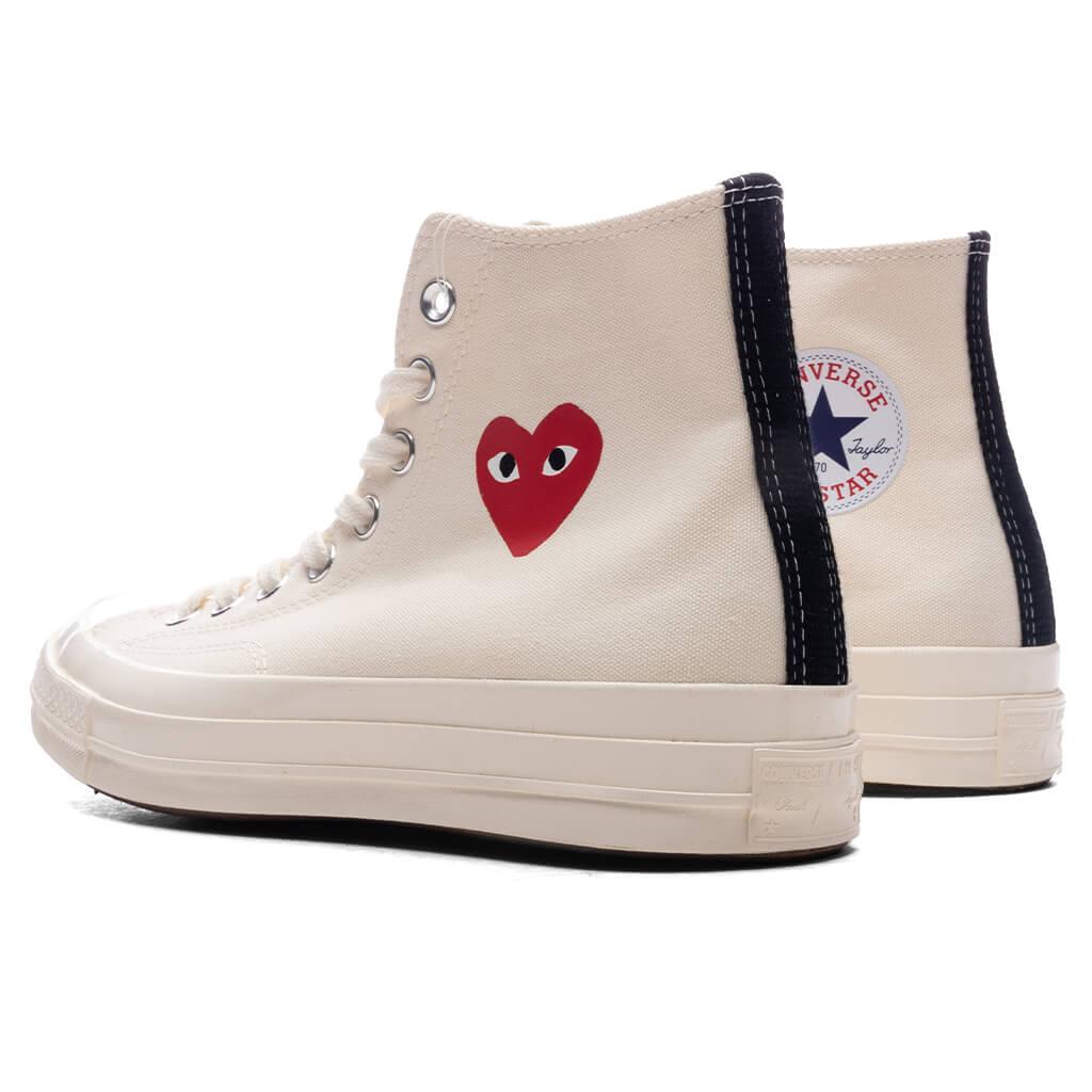 Converse x Comme Des Garcons PLAY All Star Chuck '70 Hi Small Red Heart - White Male Product Image