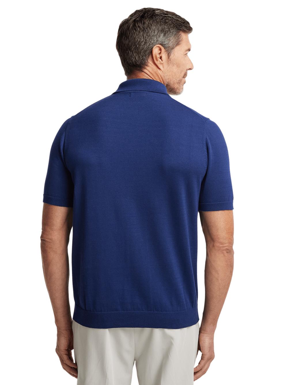 Supima Cotton Three Button Polo - Navy Product Image