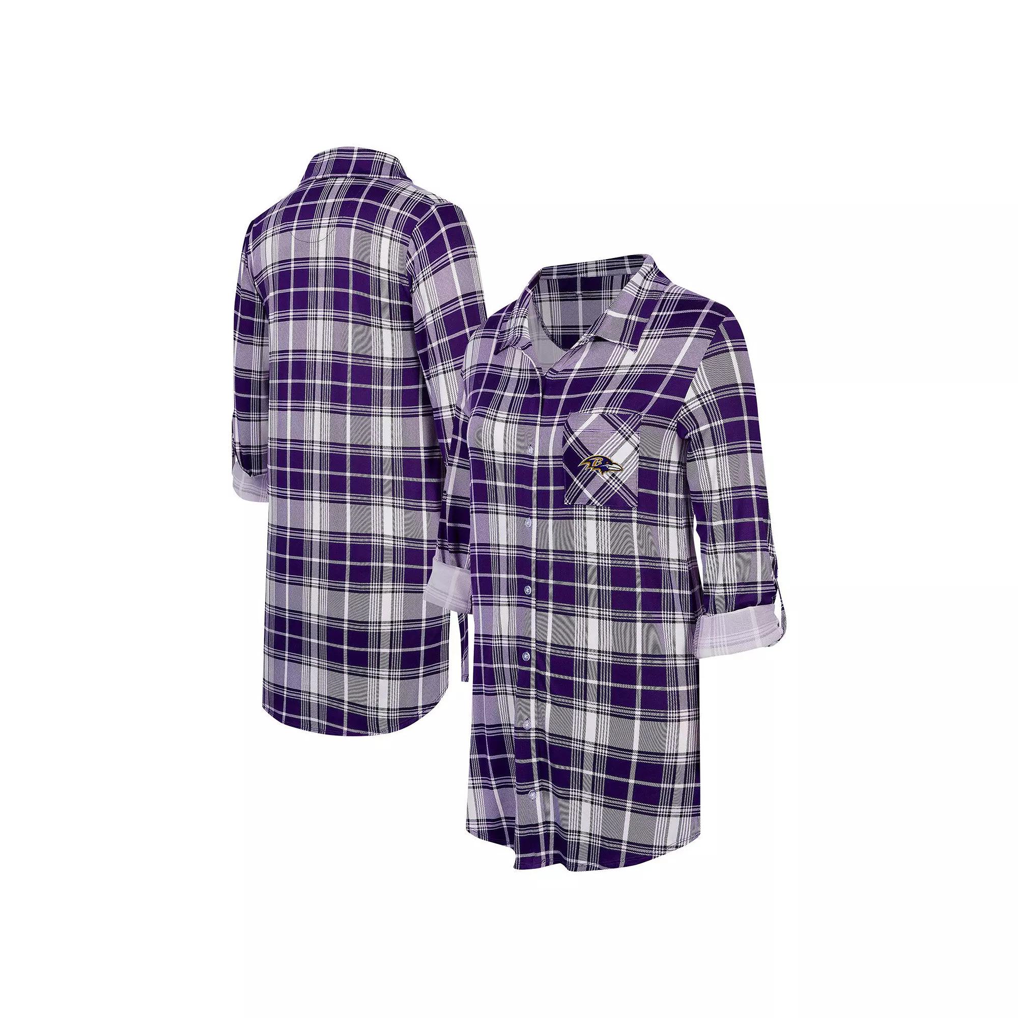 Women's Concepts Sport Purple Baltimore Ravens Ashford Plaid Knit Nightshirt,  Product Image