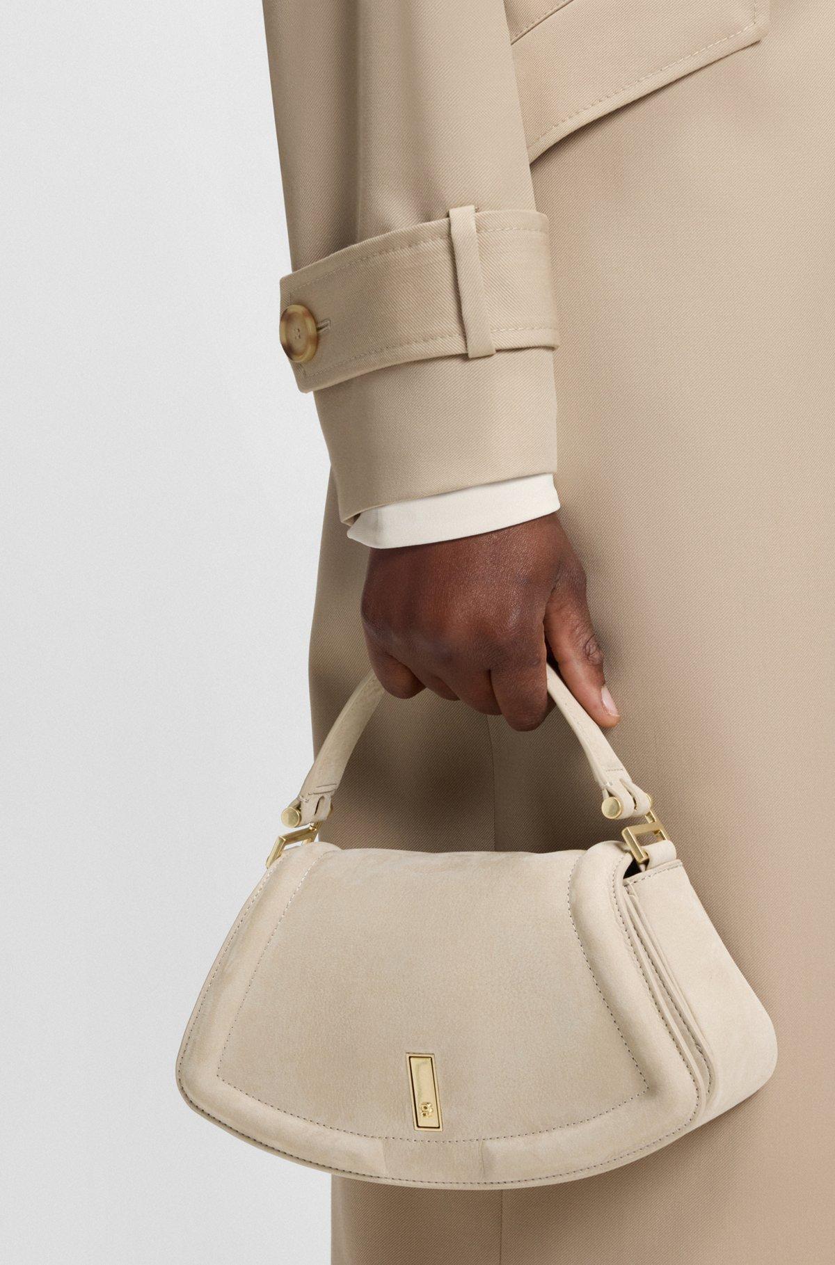 BOSS - Ariell shoulder bag in nubuck leather - Light Beige Product Image