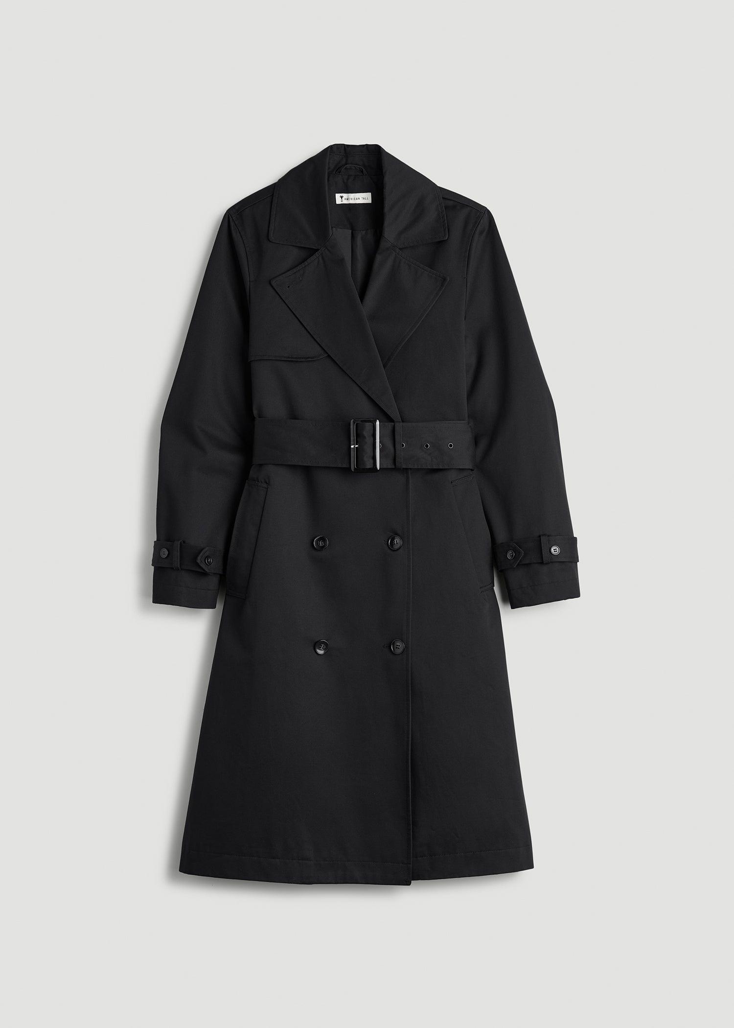 Relaxed Trench Coat for Tall Women in Black Female Product Image