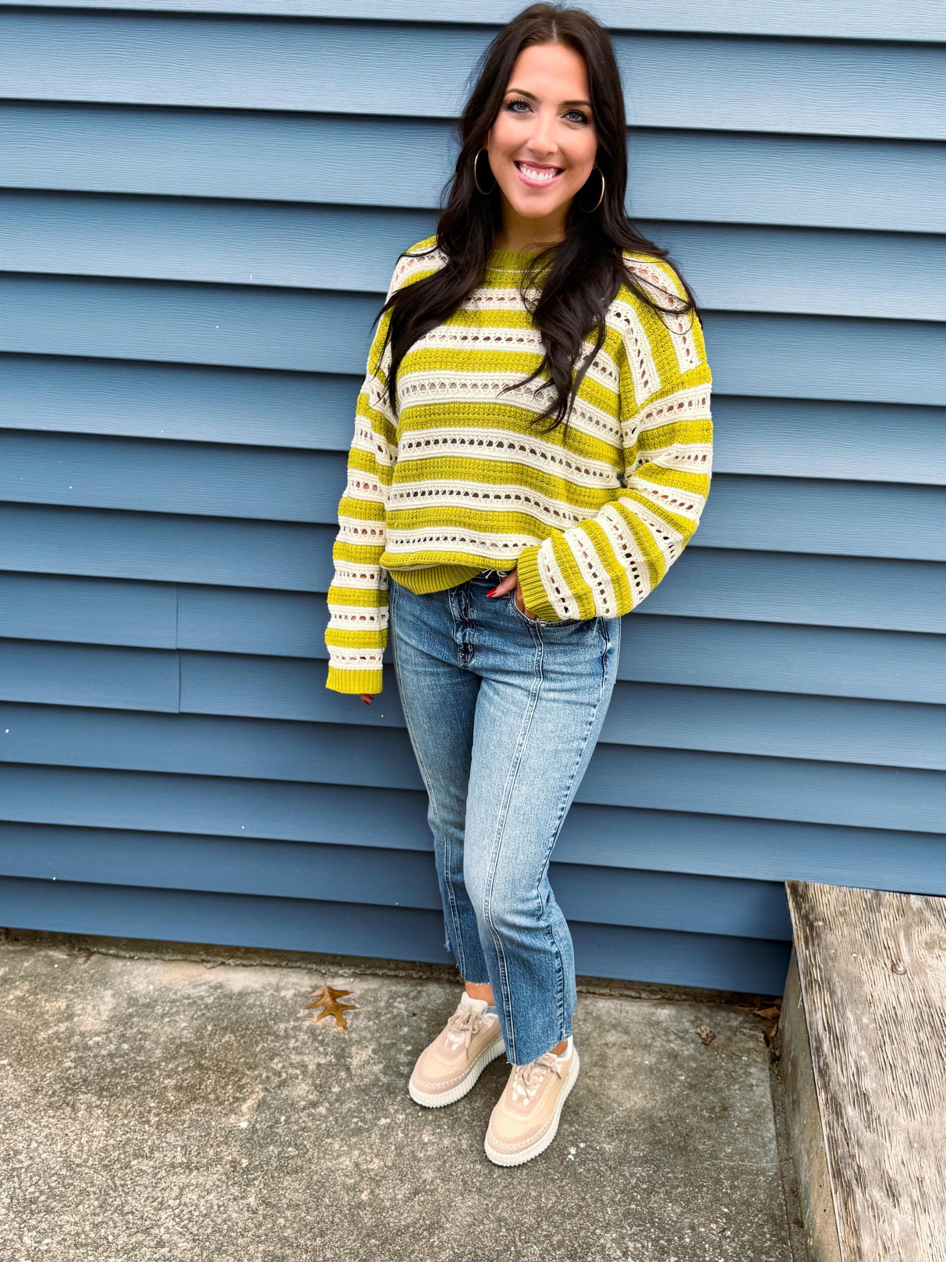 Kiwi Striped Knit Sweater Product Image