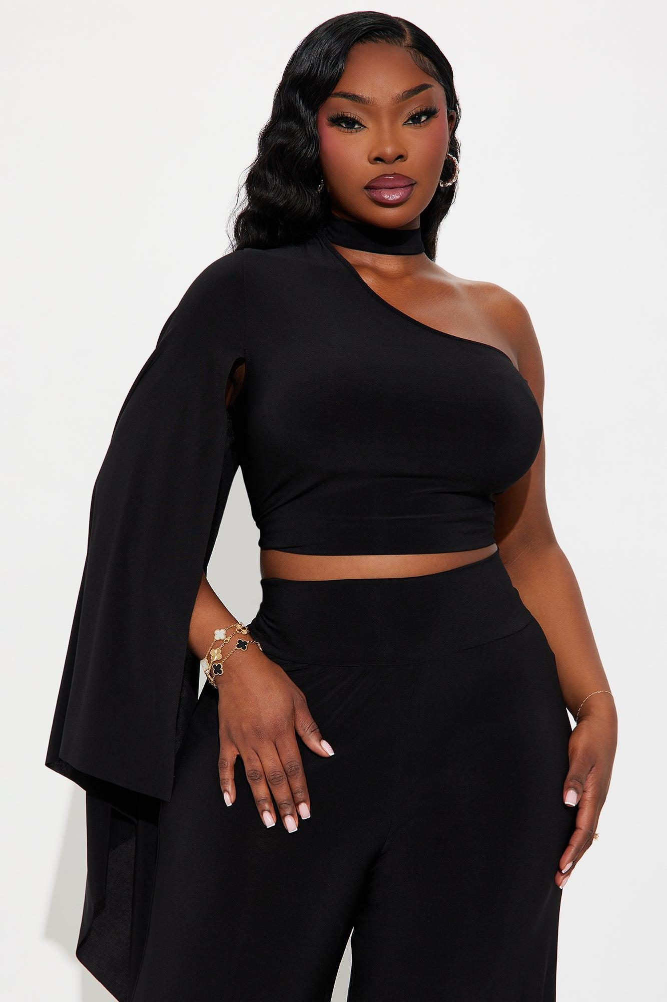 Mariah One Shoulder Pant Set - Black Female Product Image