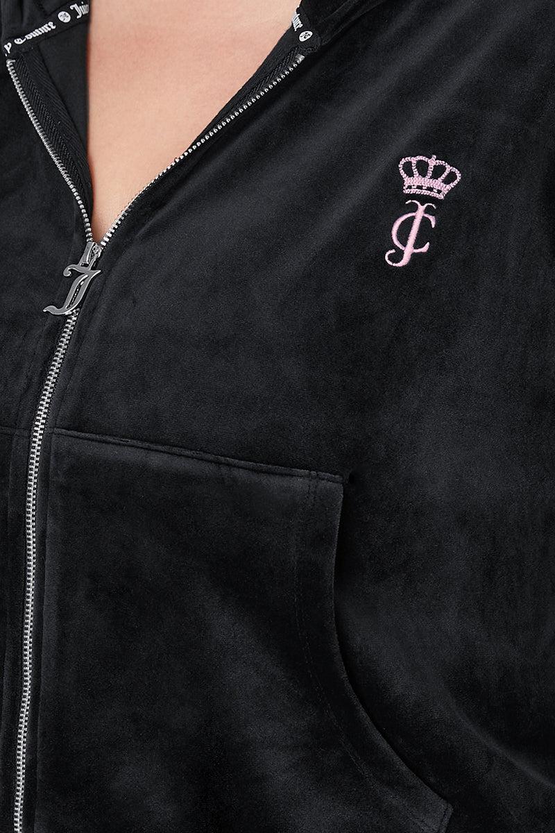 Plus-Size Relaxed Velour Zip Hoodie Product Image