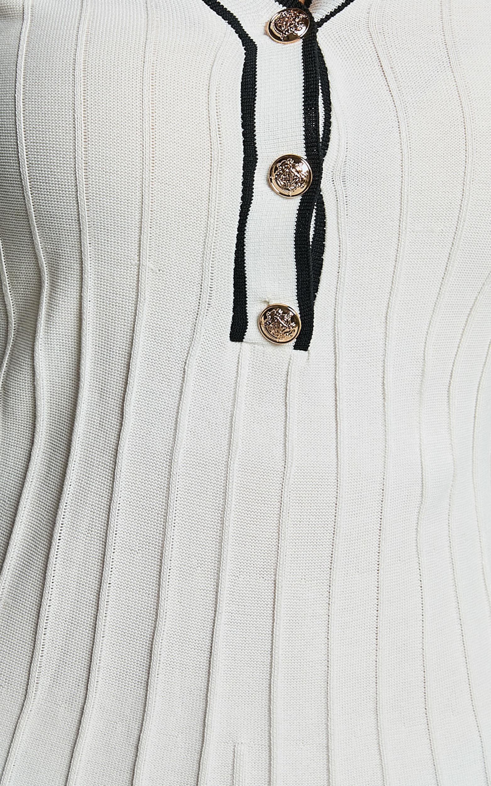 Cassandra Mini Dress - Knit Contrast Mini Dress in Ivory/Black Product Image