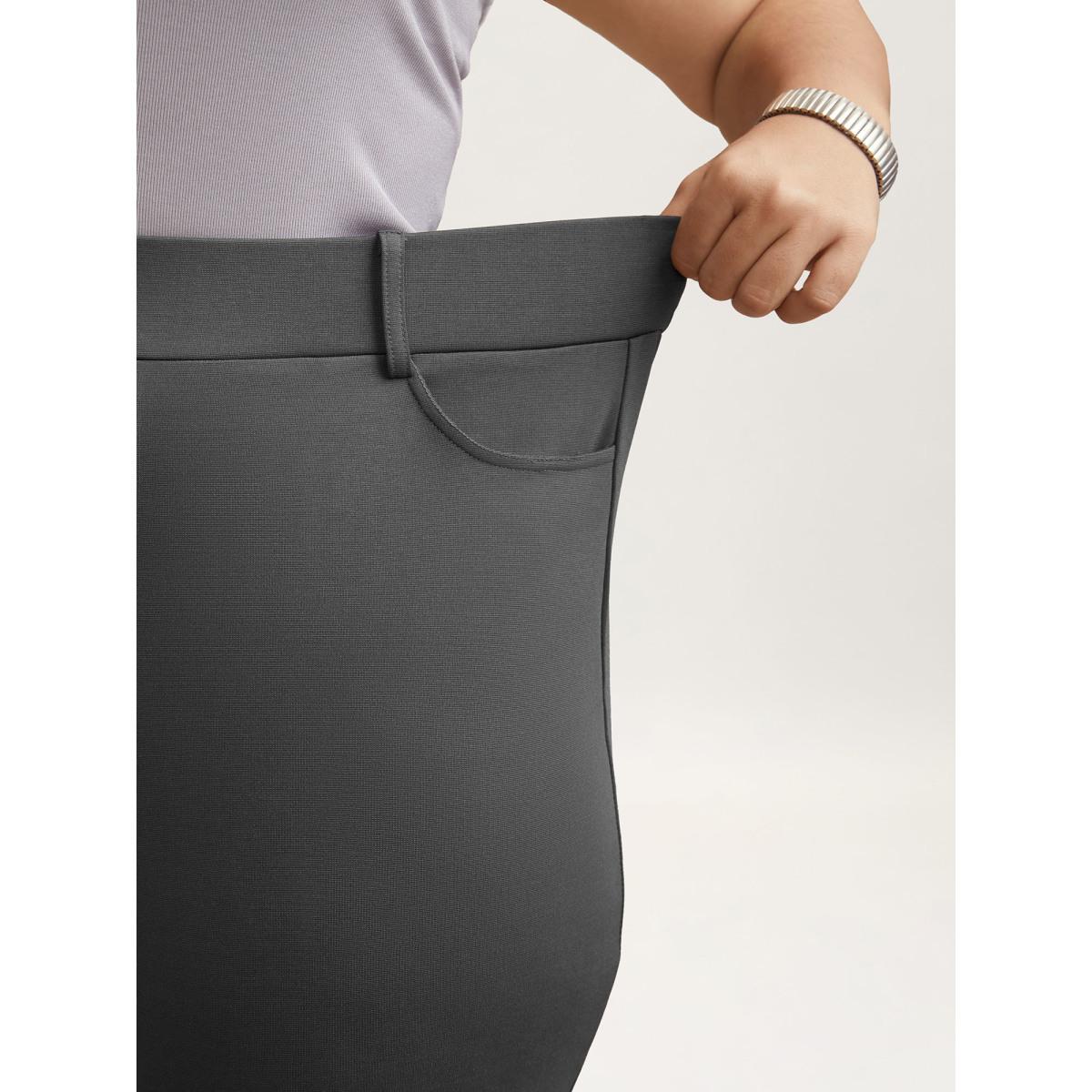 Plus Size No-Waist Gap High Rise Flared Pants Women DimGray At the Office Bootcut Mid Rise Work Pants BloomChic 14-16/1X Product Image