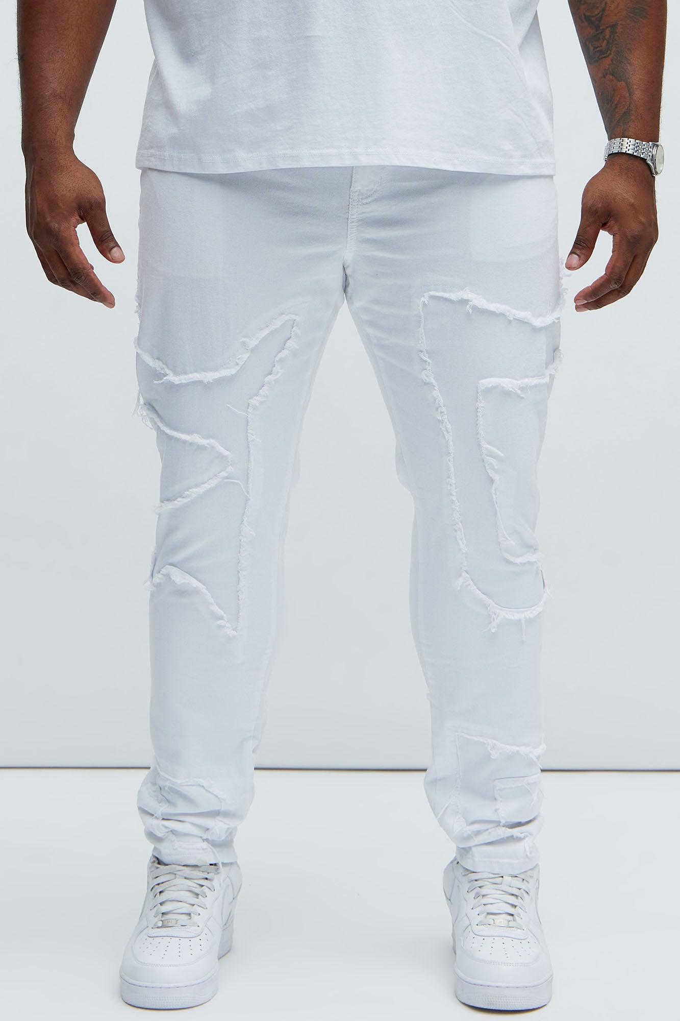 Got Your Back Patched Stacked Skinny Jeans - White Product Image