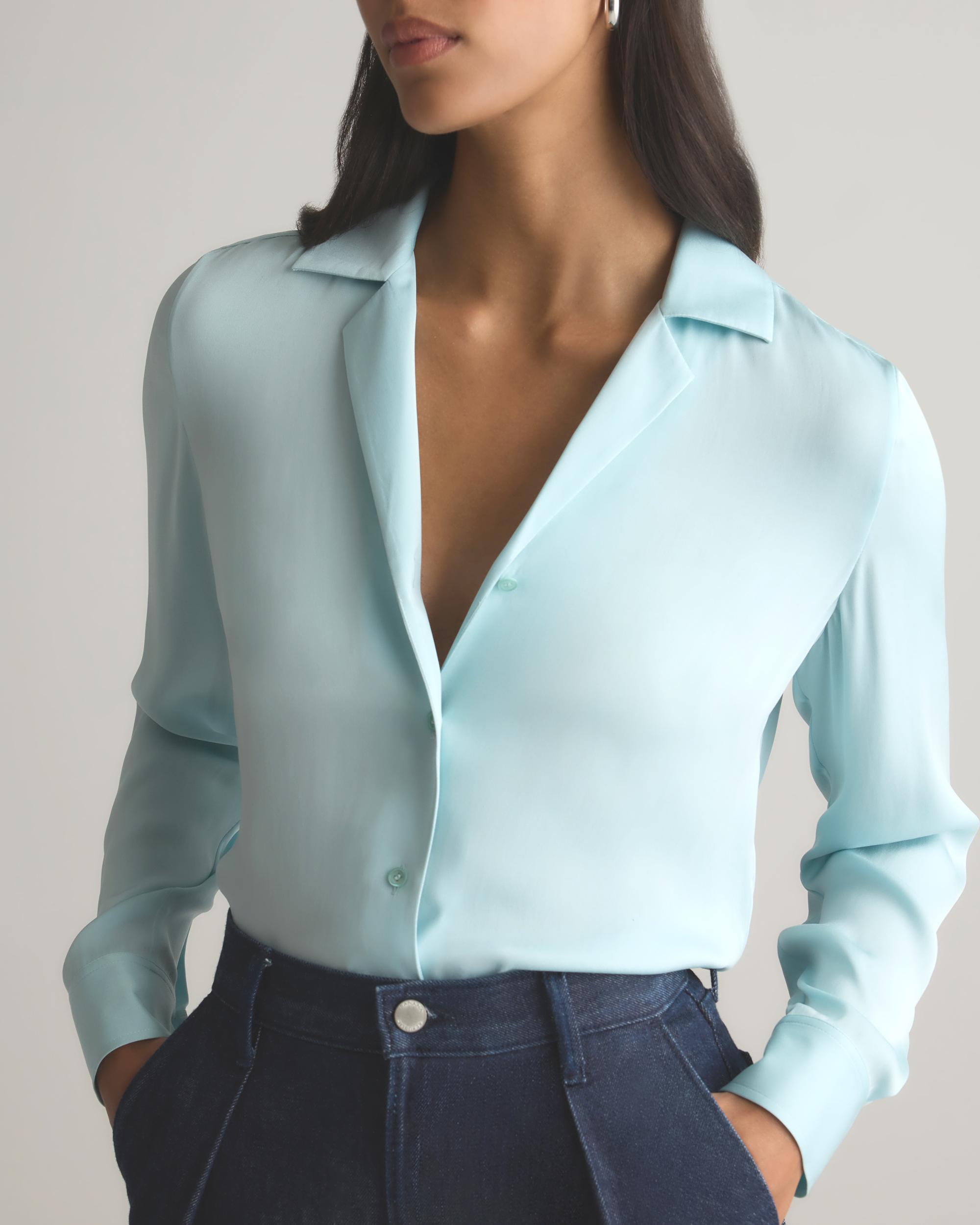 Quince | Women's Washable Stretch Silk Notch Collar Blouse Product Image