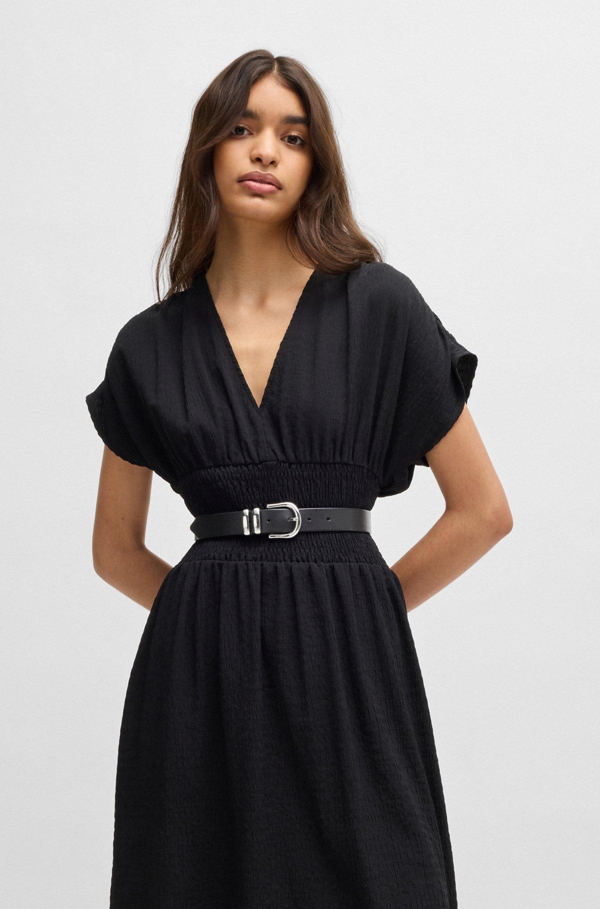 HUGO - Italian-leather belt with double keeper - Black Product Image