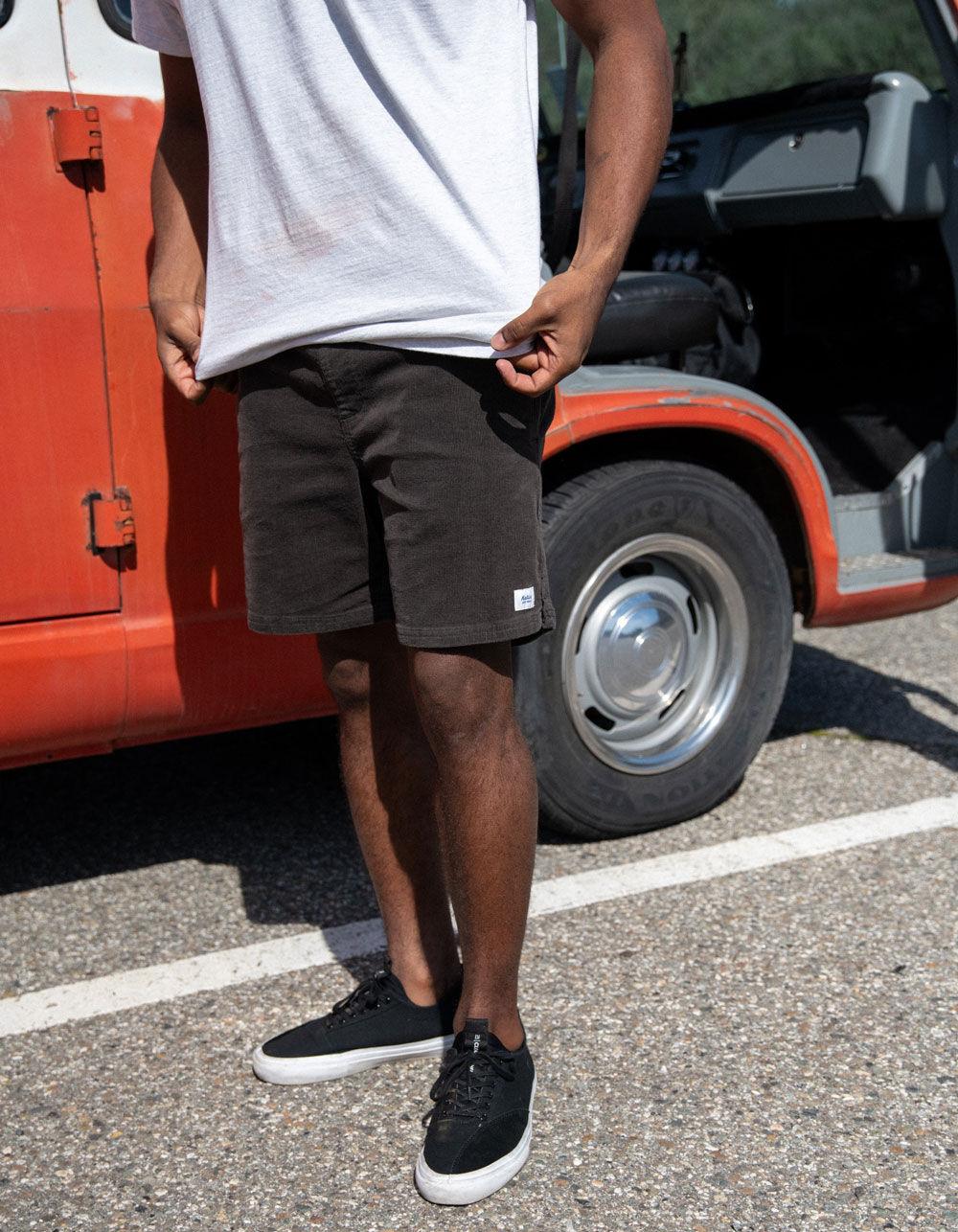 KATIN Cord Local Mens Shorts - WASHED BLACK Product Image