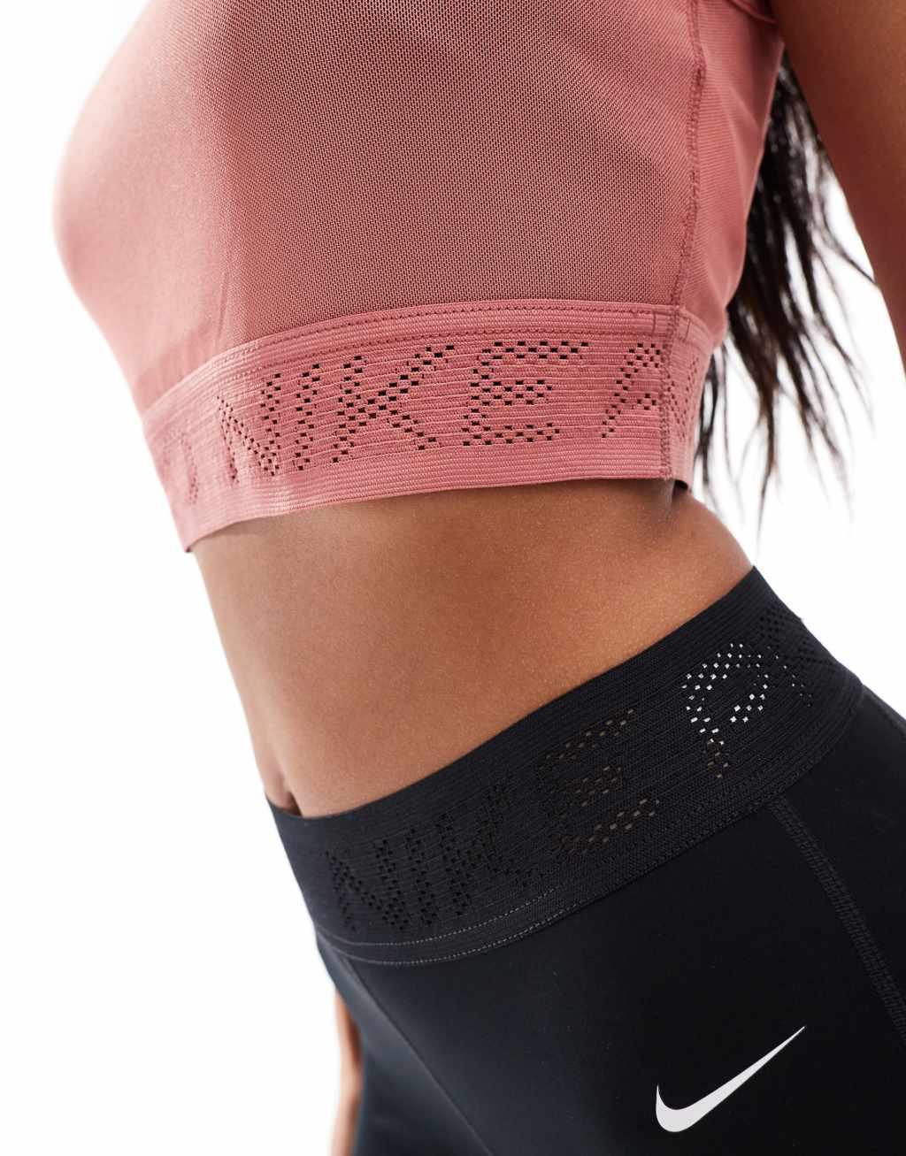 Nike Pro Training mesh tank in pink & white Product Image